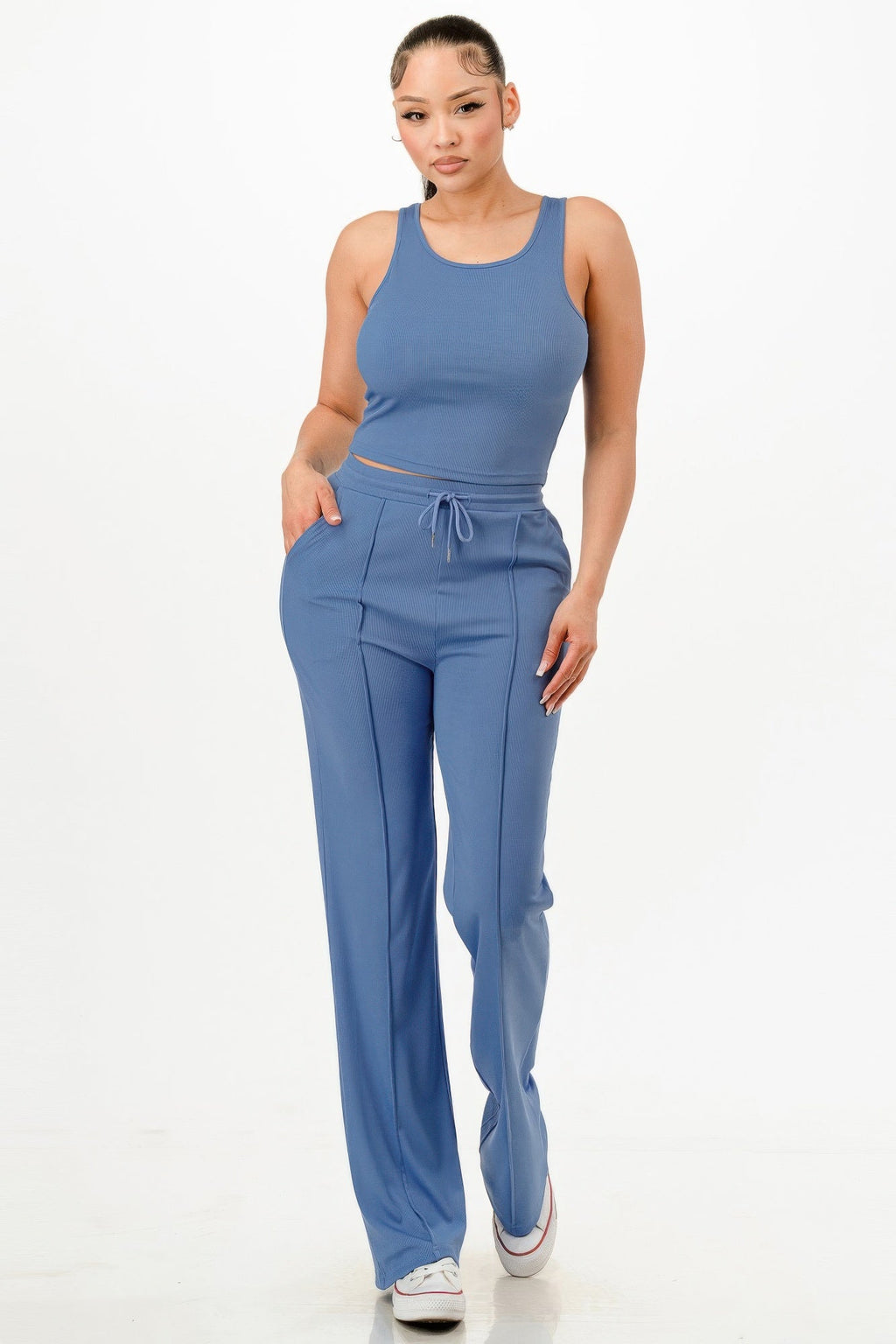 Ribbed Tank Top And Pant Set