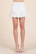 Thick Banded Tie Detail Ballon Mini Skirt