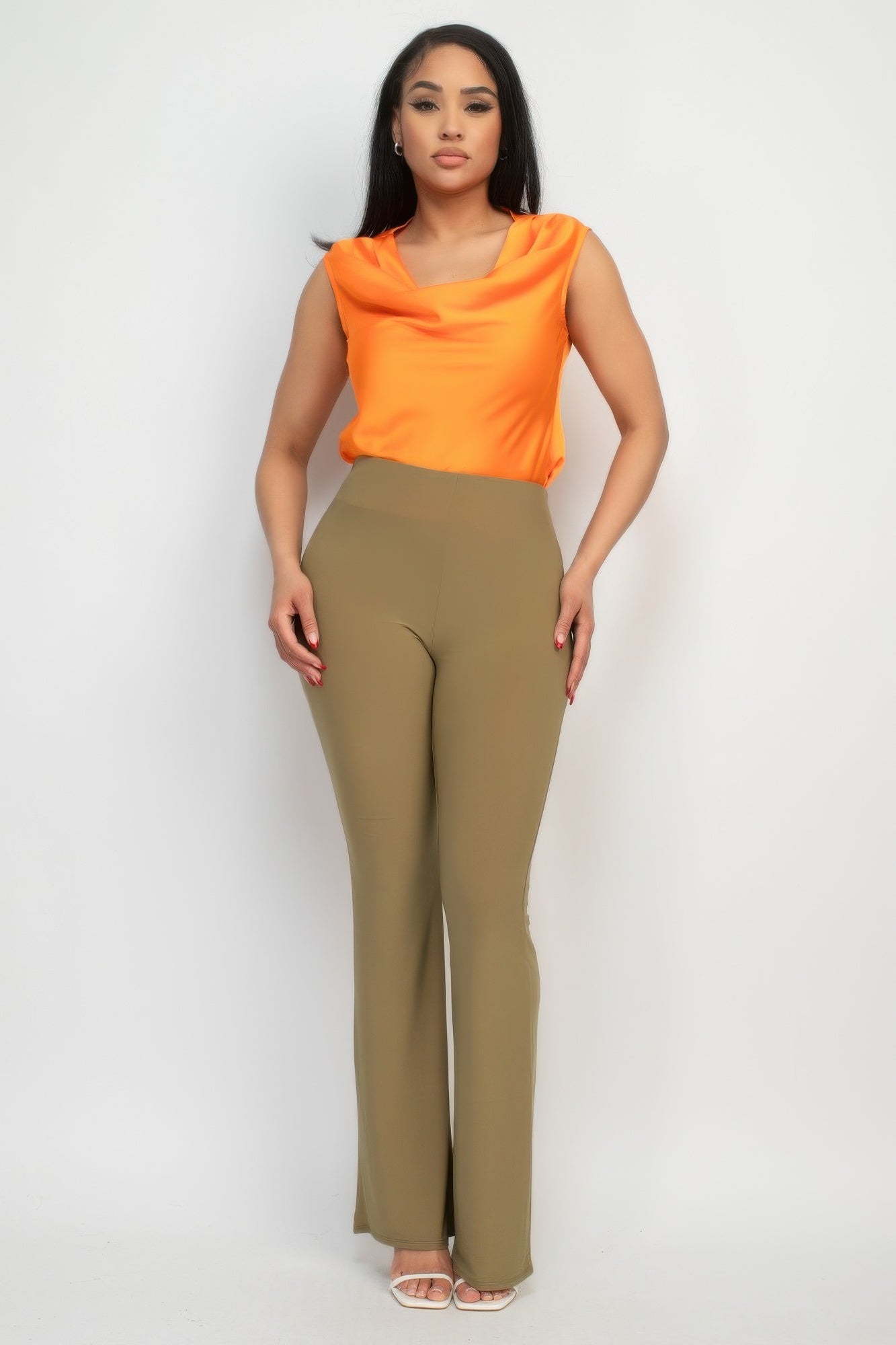Fit And Flare Elastic Casual Pants