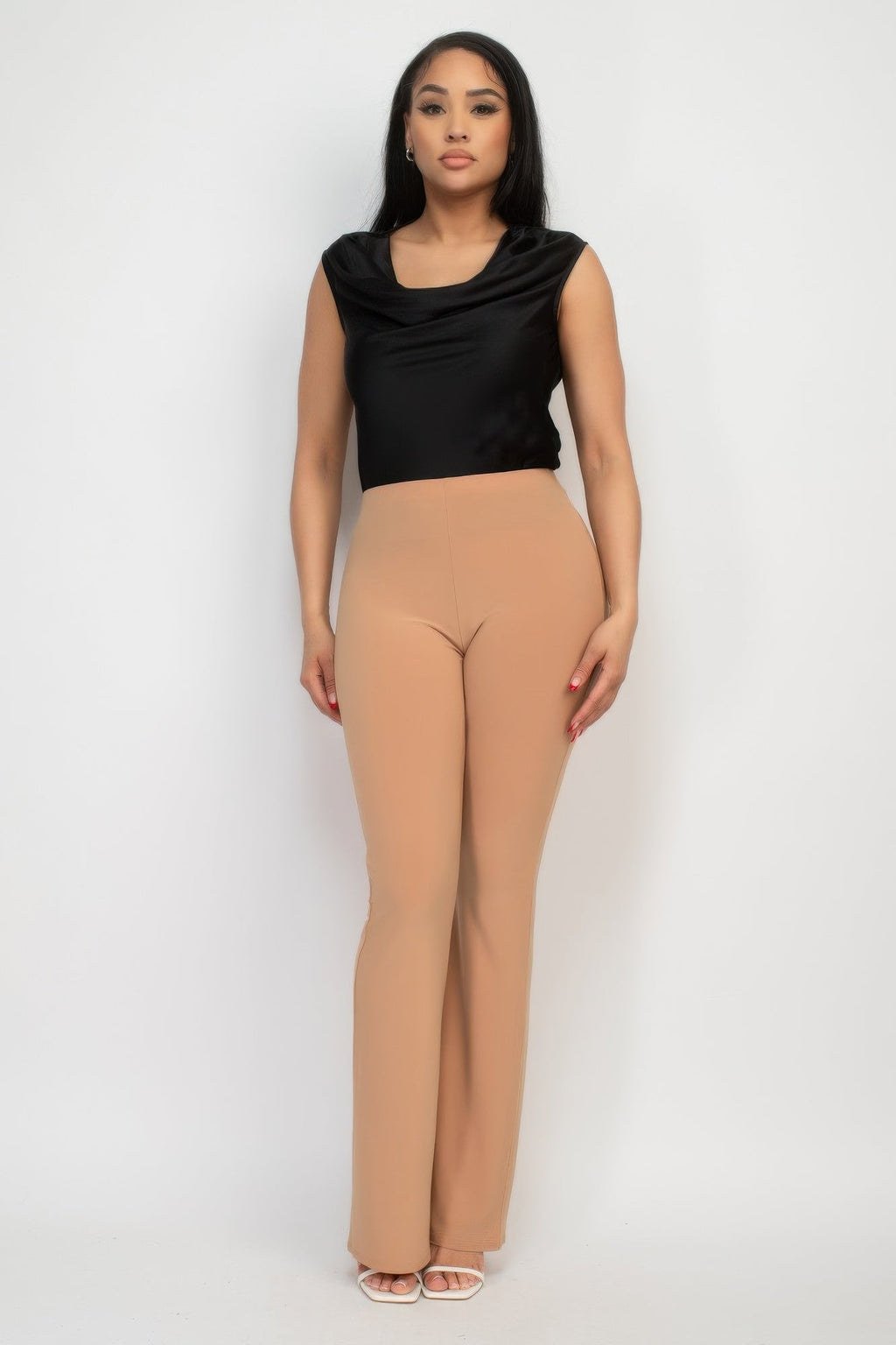 Fit And Flare Elastic Casual Pants