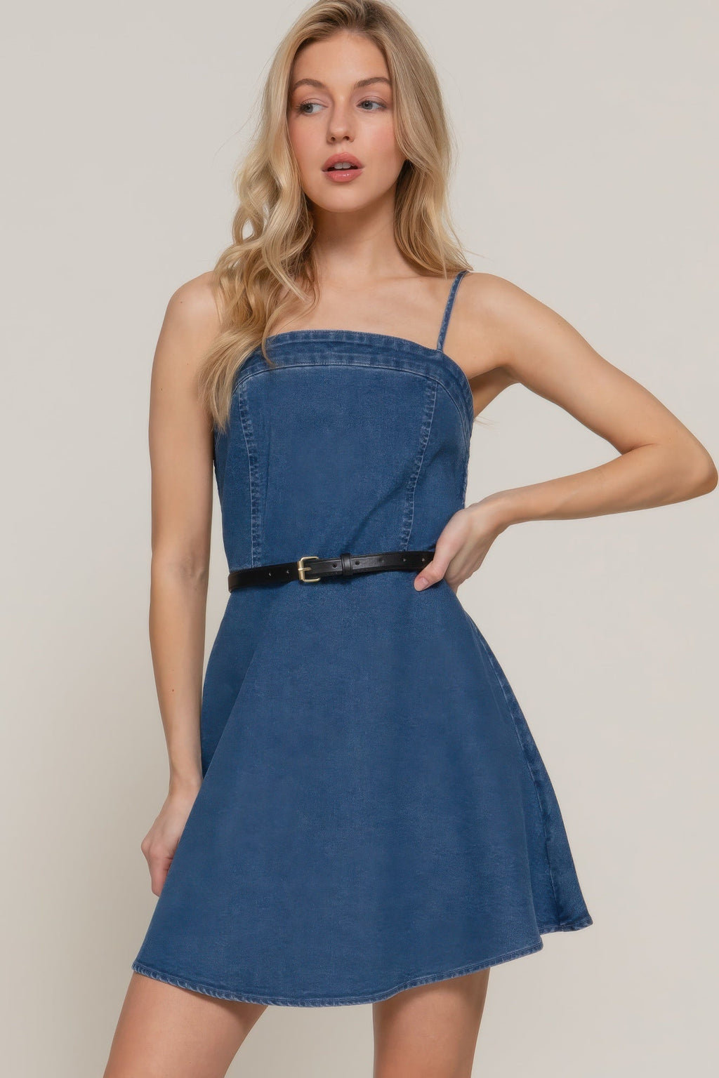 Belted Cami A-line Mini Dress