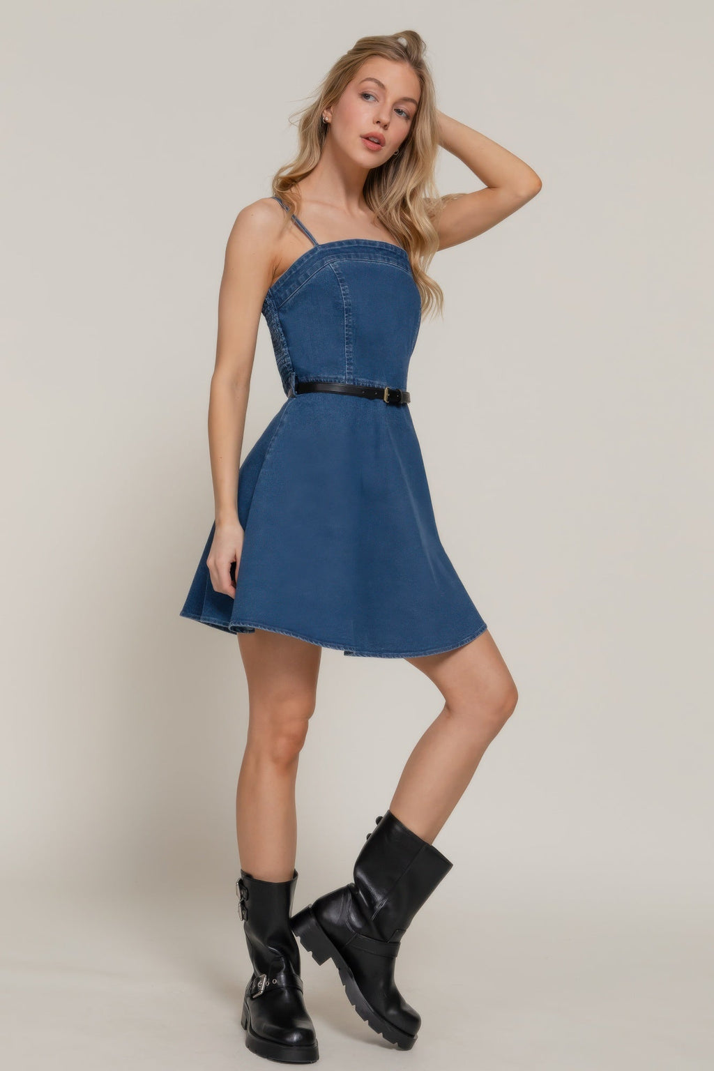 Belted Cami A-line Mini Dress