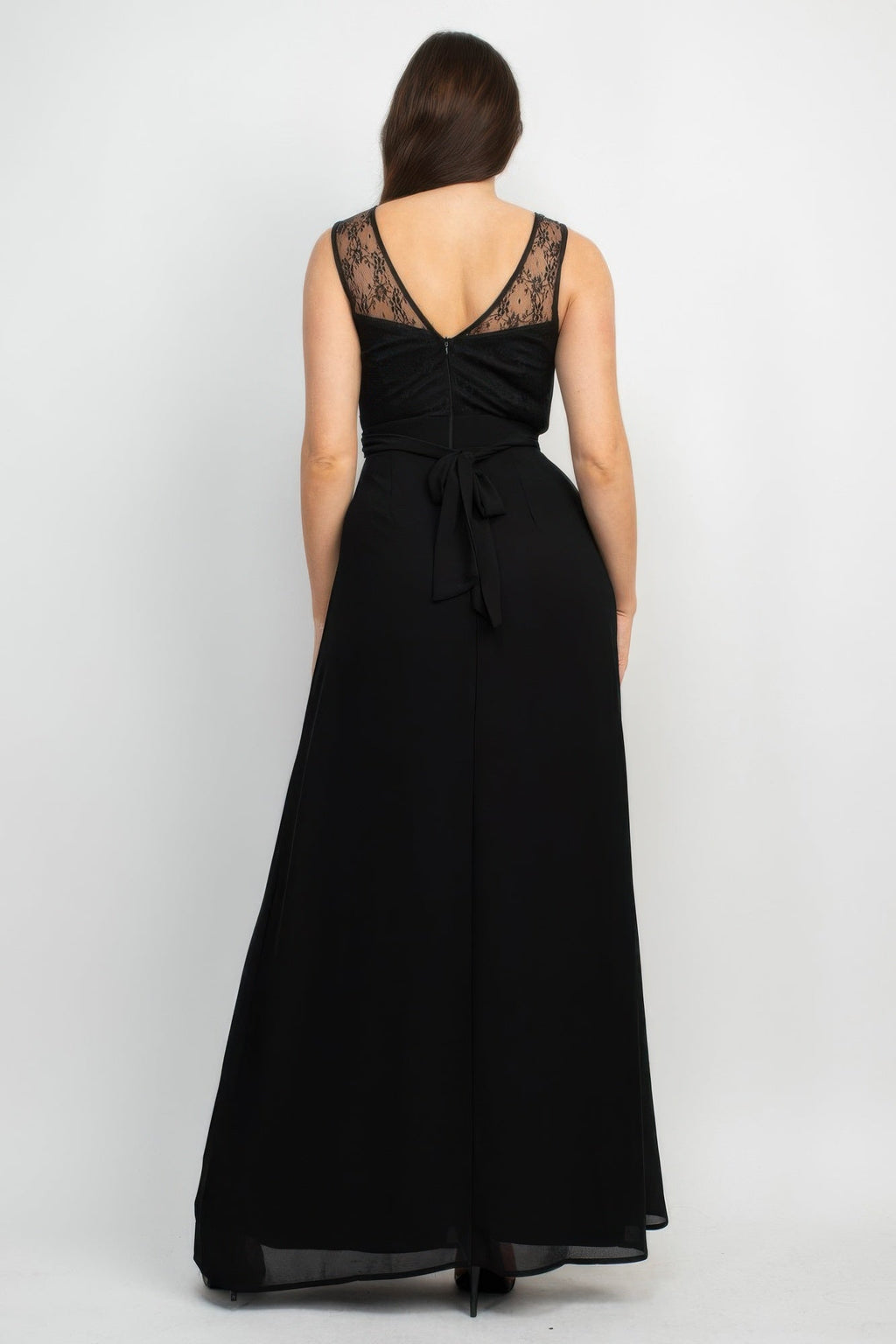 Jewel Waist-tie Lace Maxi Dress