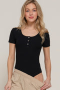 Short Slv Snap Button Rib Bodysuit