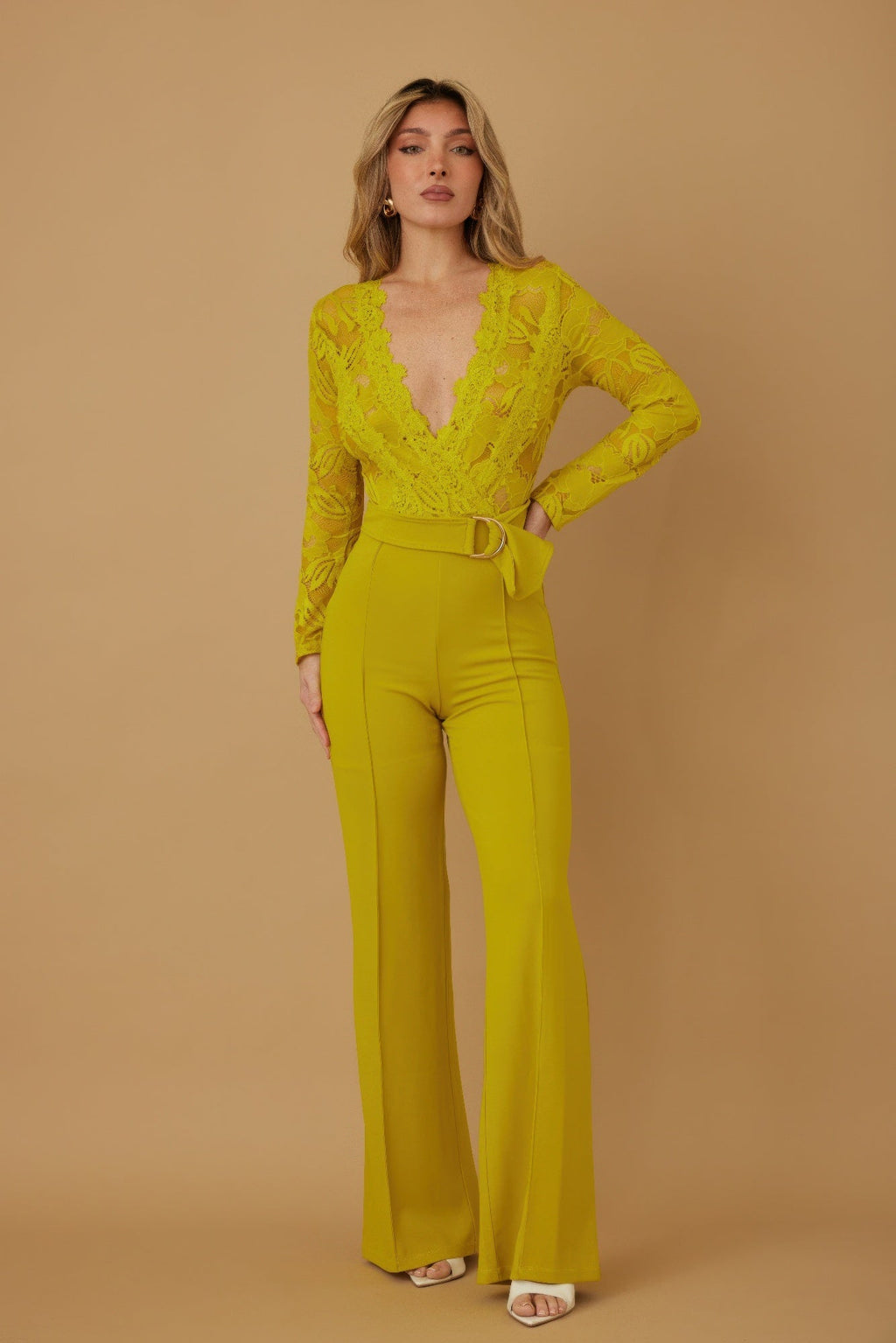 Lace Crochet Long Sleeve Jumpsuit