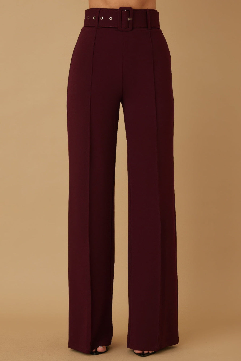 High Waist Pants With Buckle Belt
