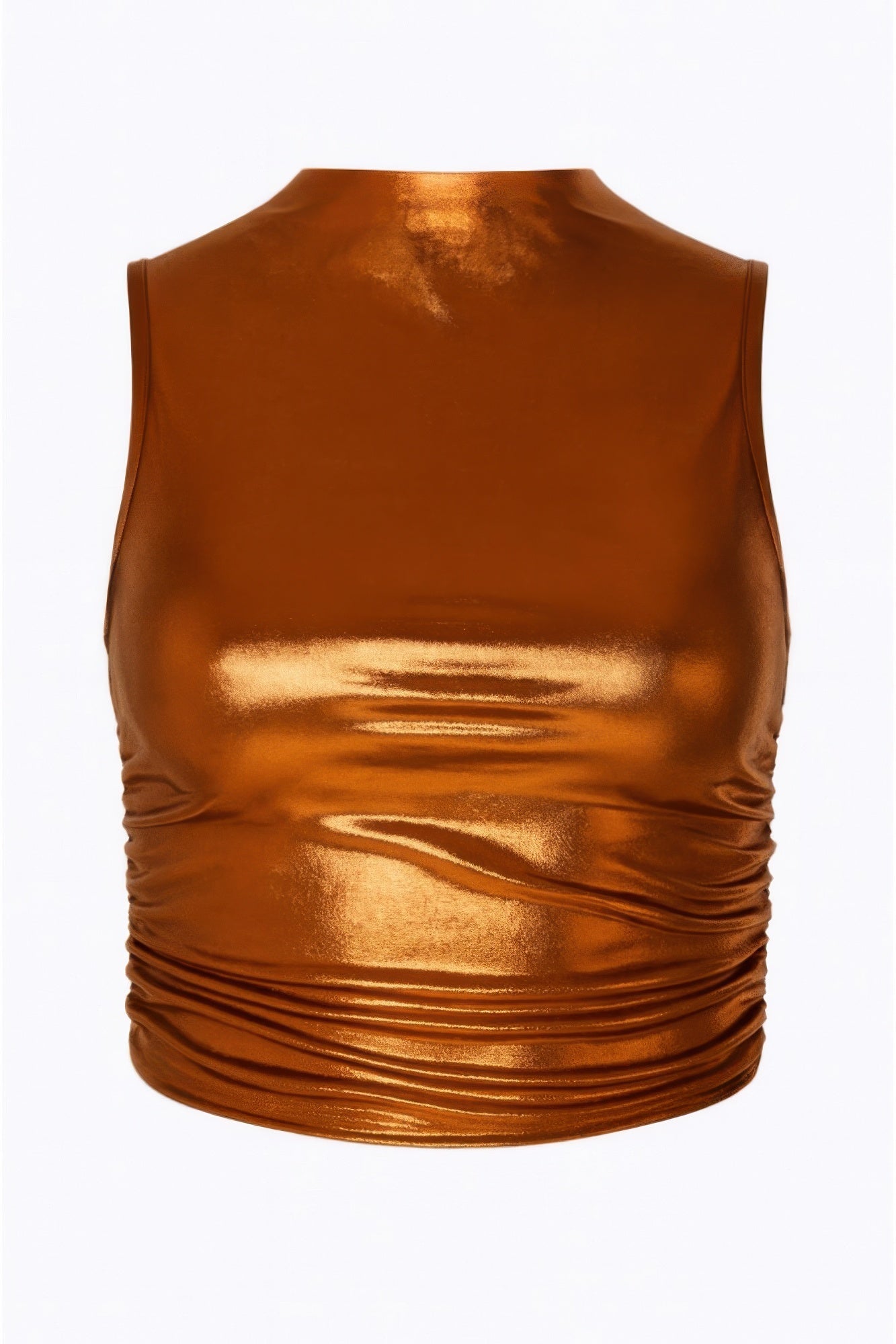 Metallic Mock Neck Crop Top