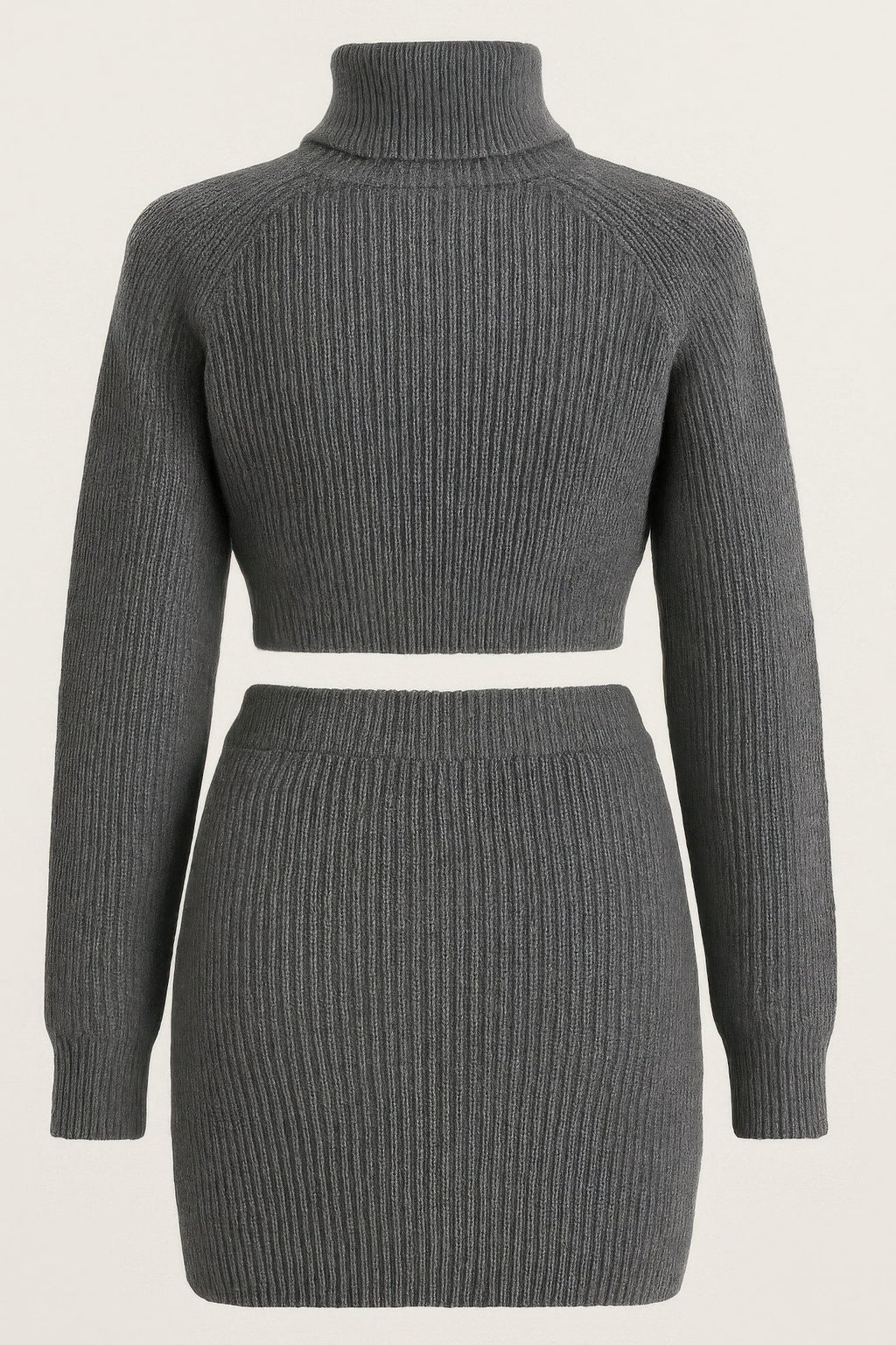 Knit Mock Neck Top And Skirt