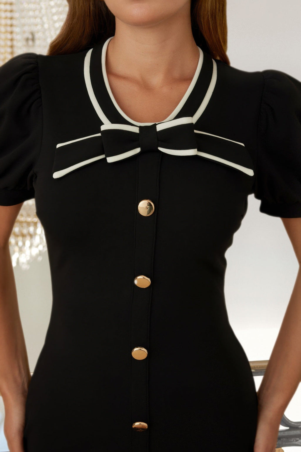 Ribbon Bow Short Button Up Dress