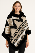 Tribal Luxe Faux Fur Trim Poncho