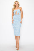 Checker Front Knot Smocked Midi Dress