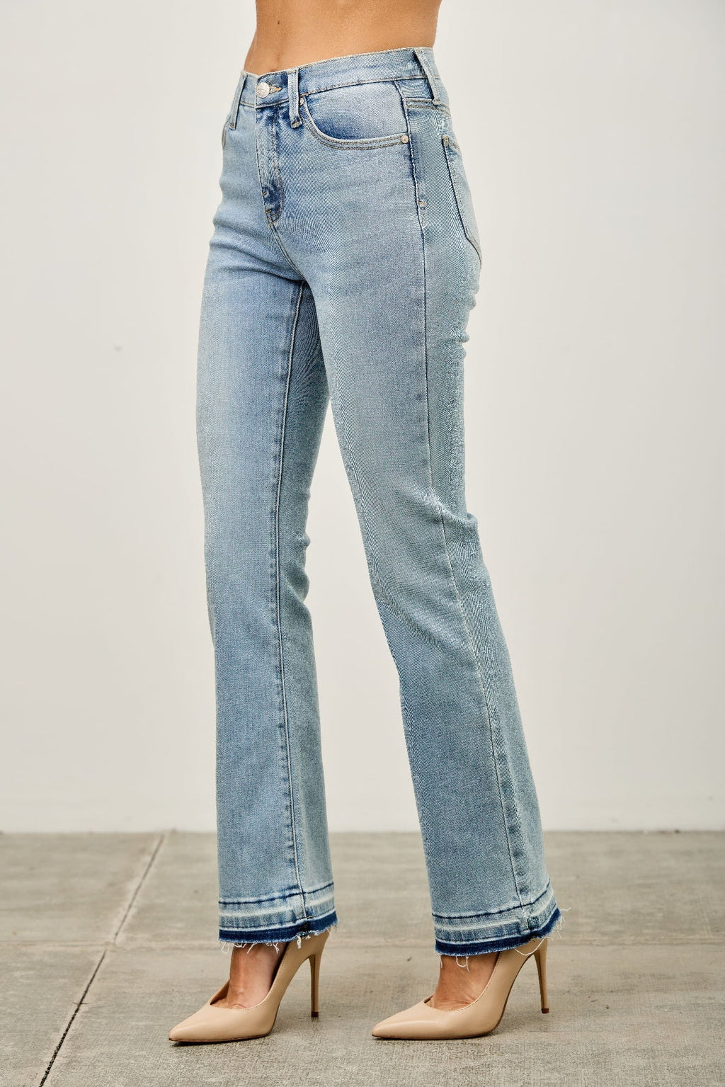 Mid Rise Flare With Released Hem