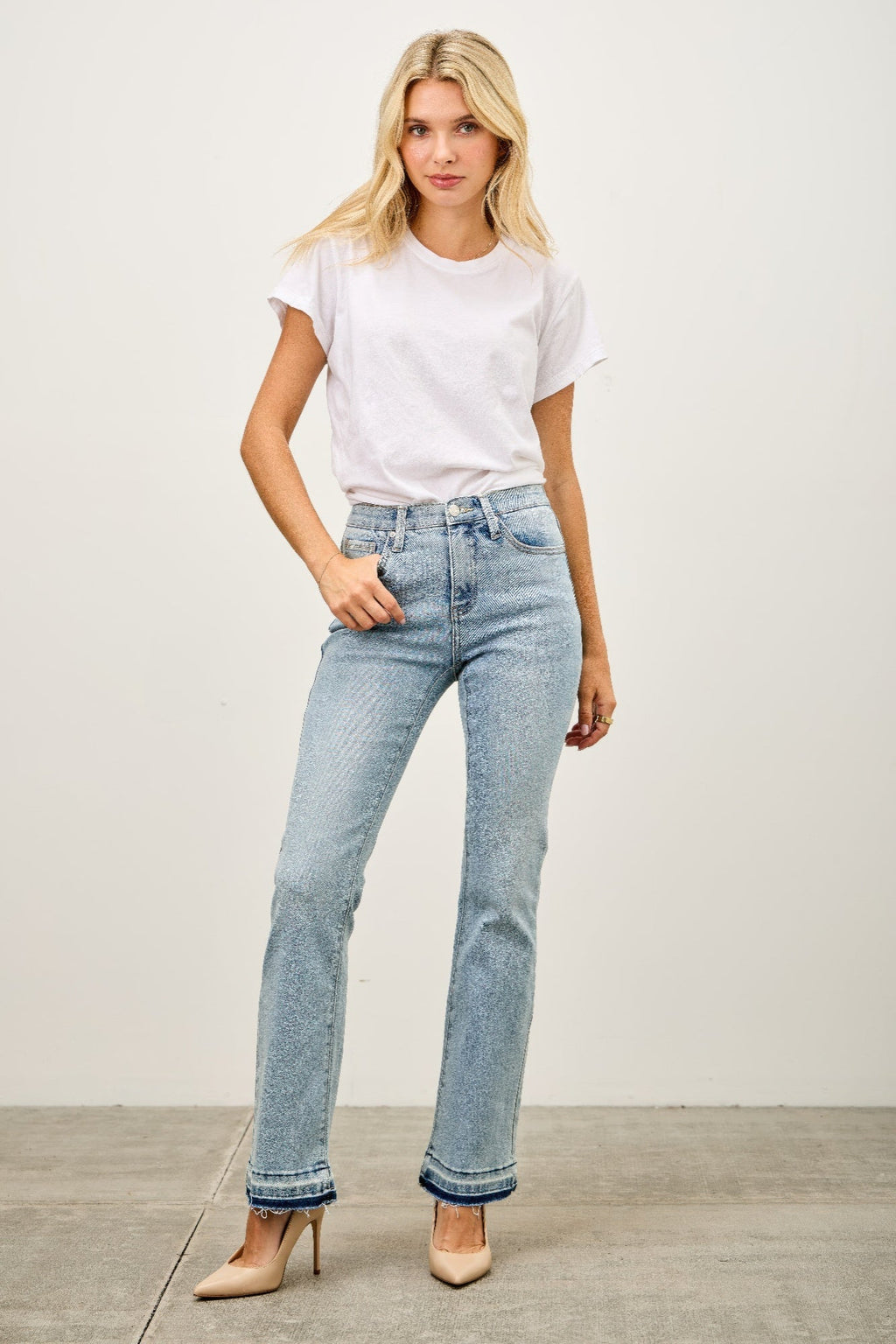Mid Rise Flare With Released Hem