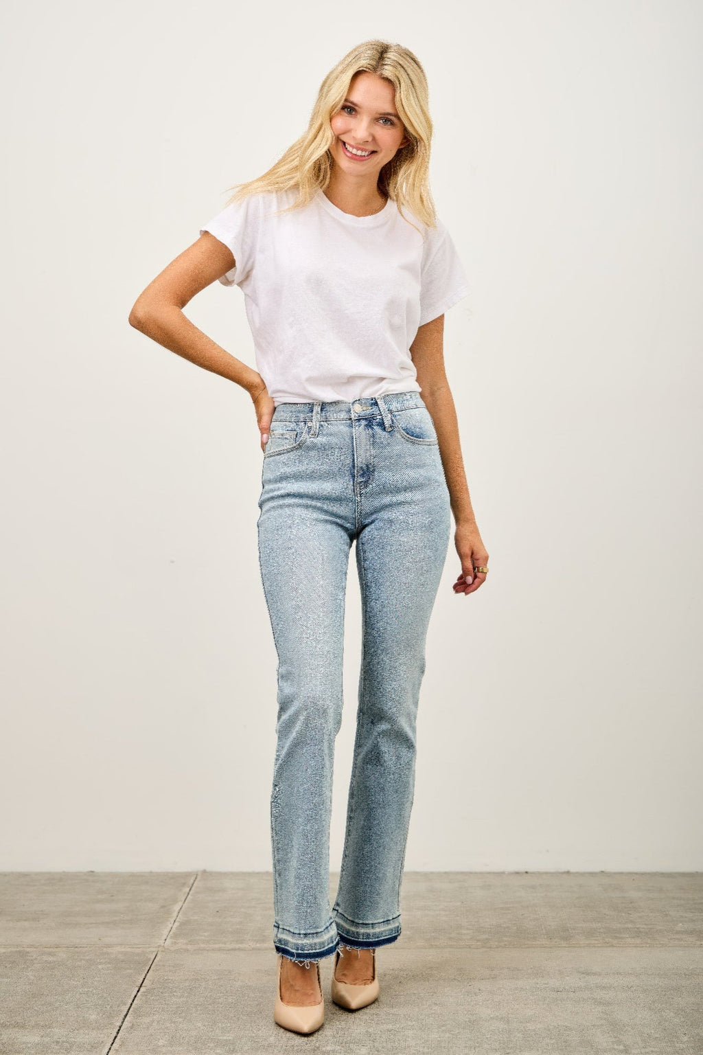 Mid Rise Flare With Released Hem