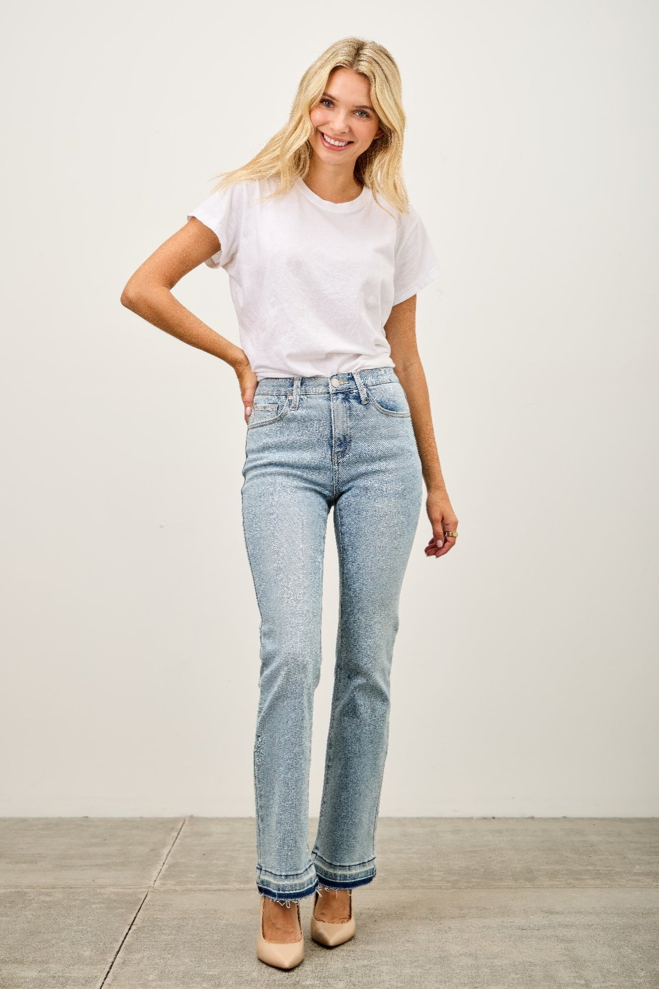 Mid Rise Flare With Released Hem