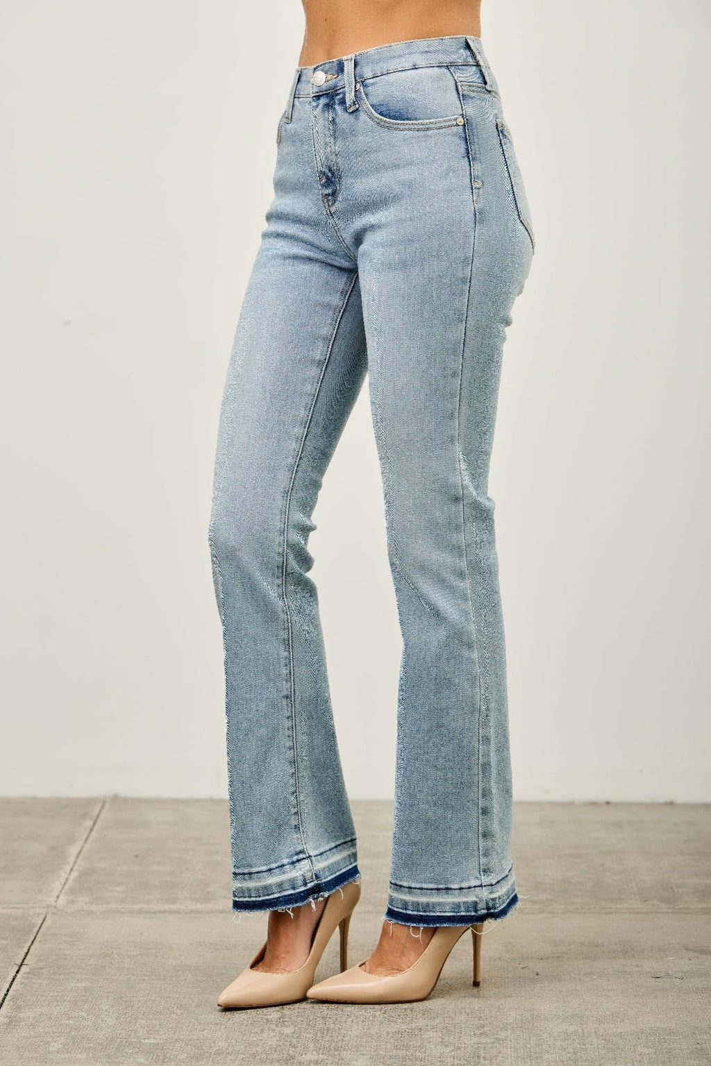 Mid Rise Flare With Released Hem
