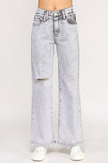 High Rise Wide Leg With Acid Grey