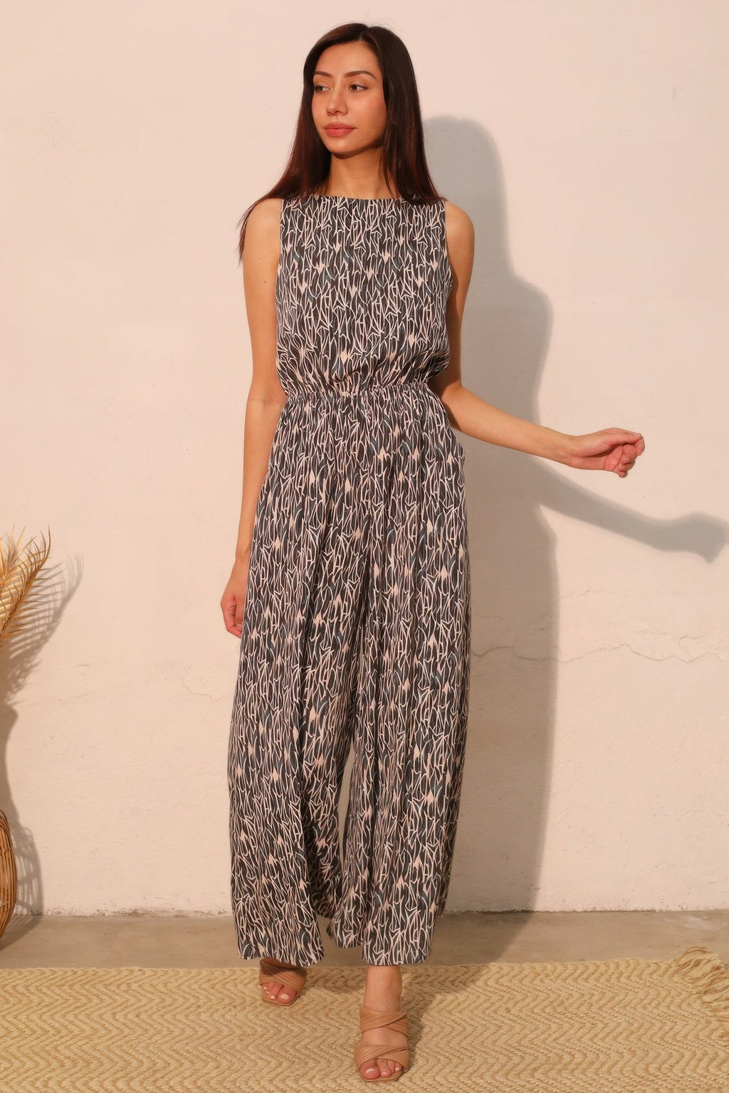 Night Meadow Sleeveless Bubble Jumpsuit
