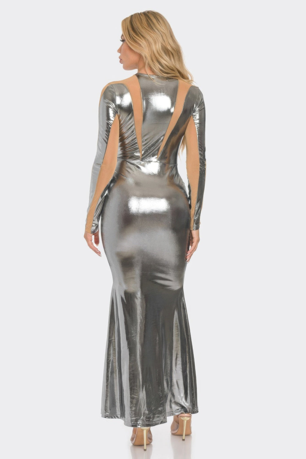 Mesh Cut Out Detail Maxi Dress