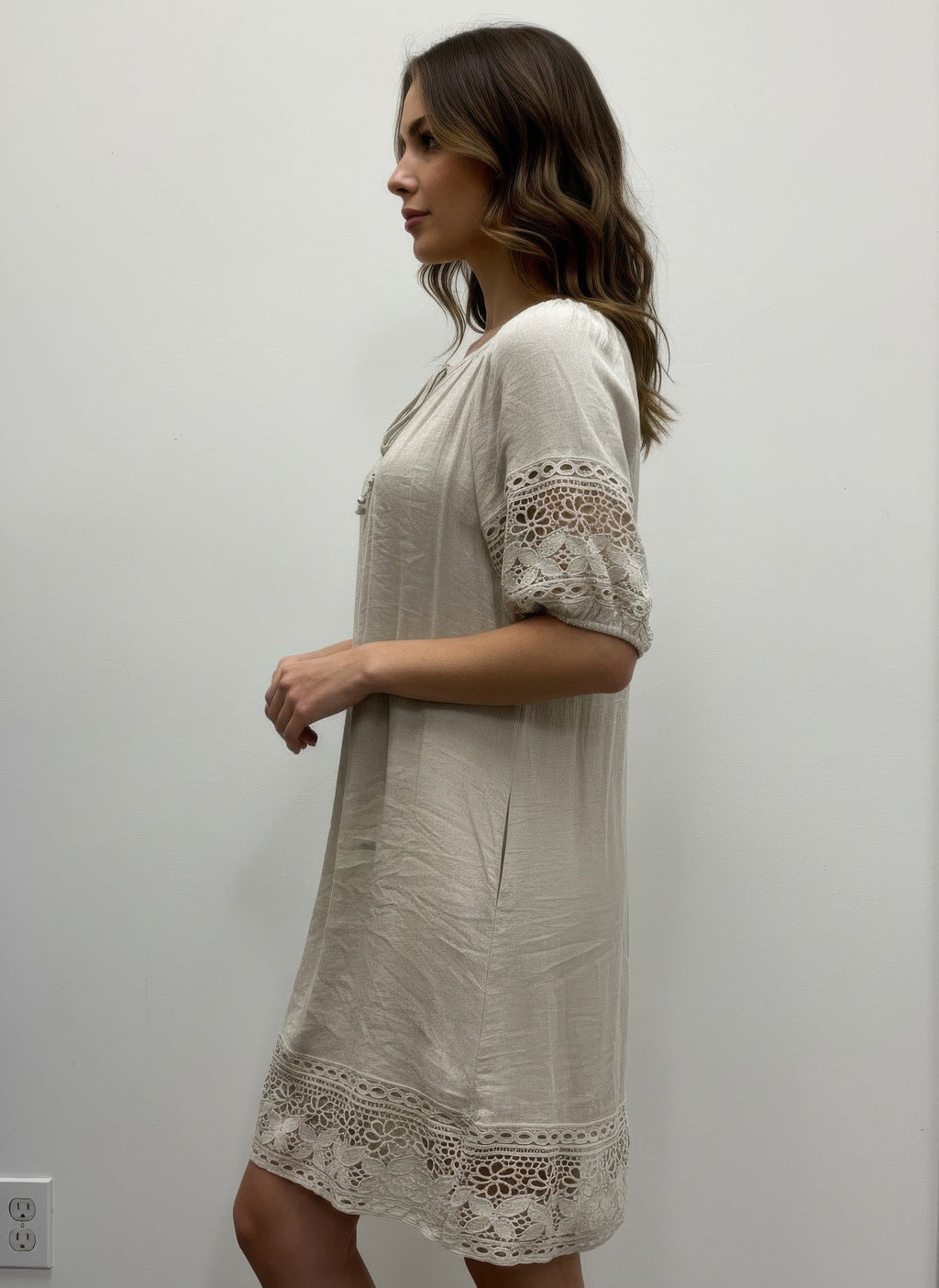Mlle Gabrielle Solid Short Sleeve Dress