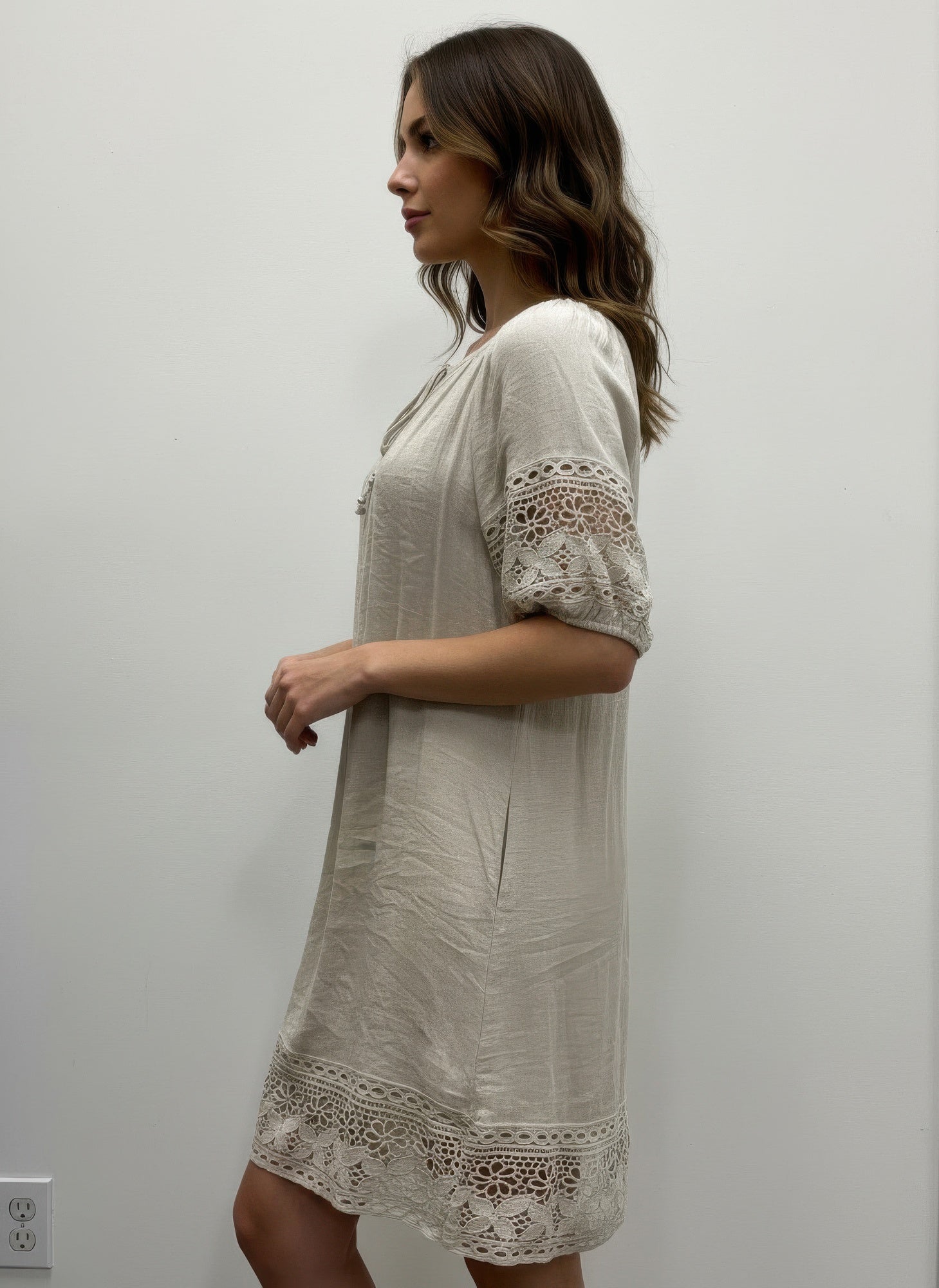Mlle Gabrielle Solid Short Sleeve Dress