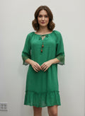 Mlle Gabrielle Solid Elbow Sleeve Dress