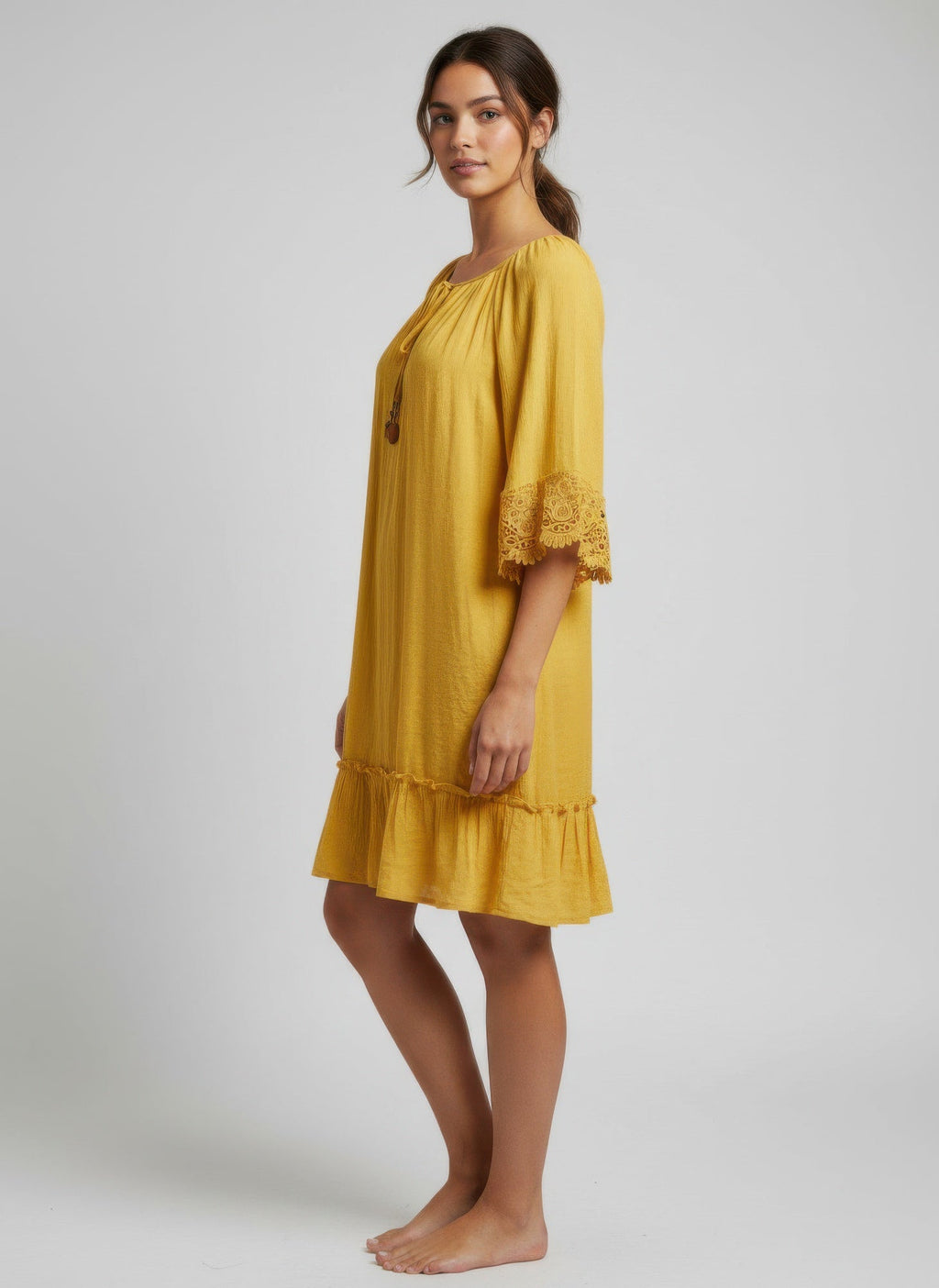 Mlle Gabrielle Solid Elbow Sleeve Dress