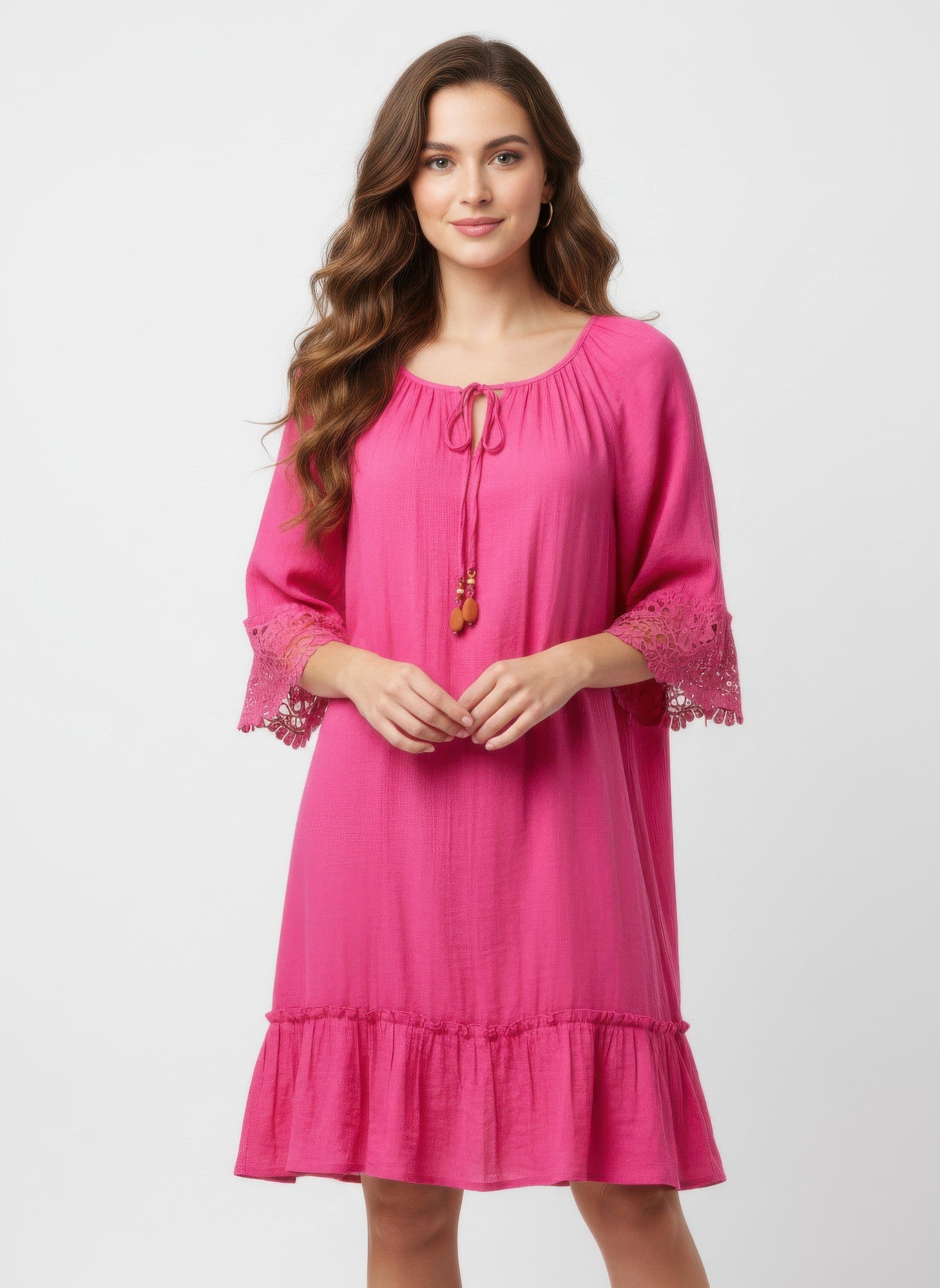 Mlle Gabrielle Solid Elbow Sleeve Dress