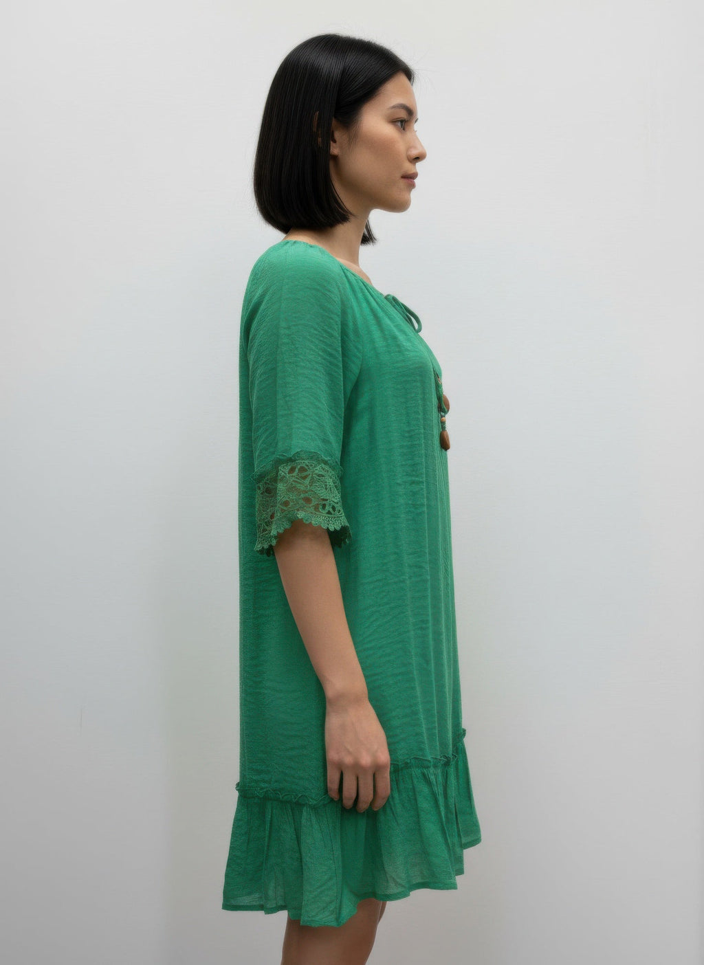 Mlle Gabrielle Solid Elbow Sleeve Dress