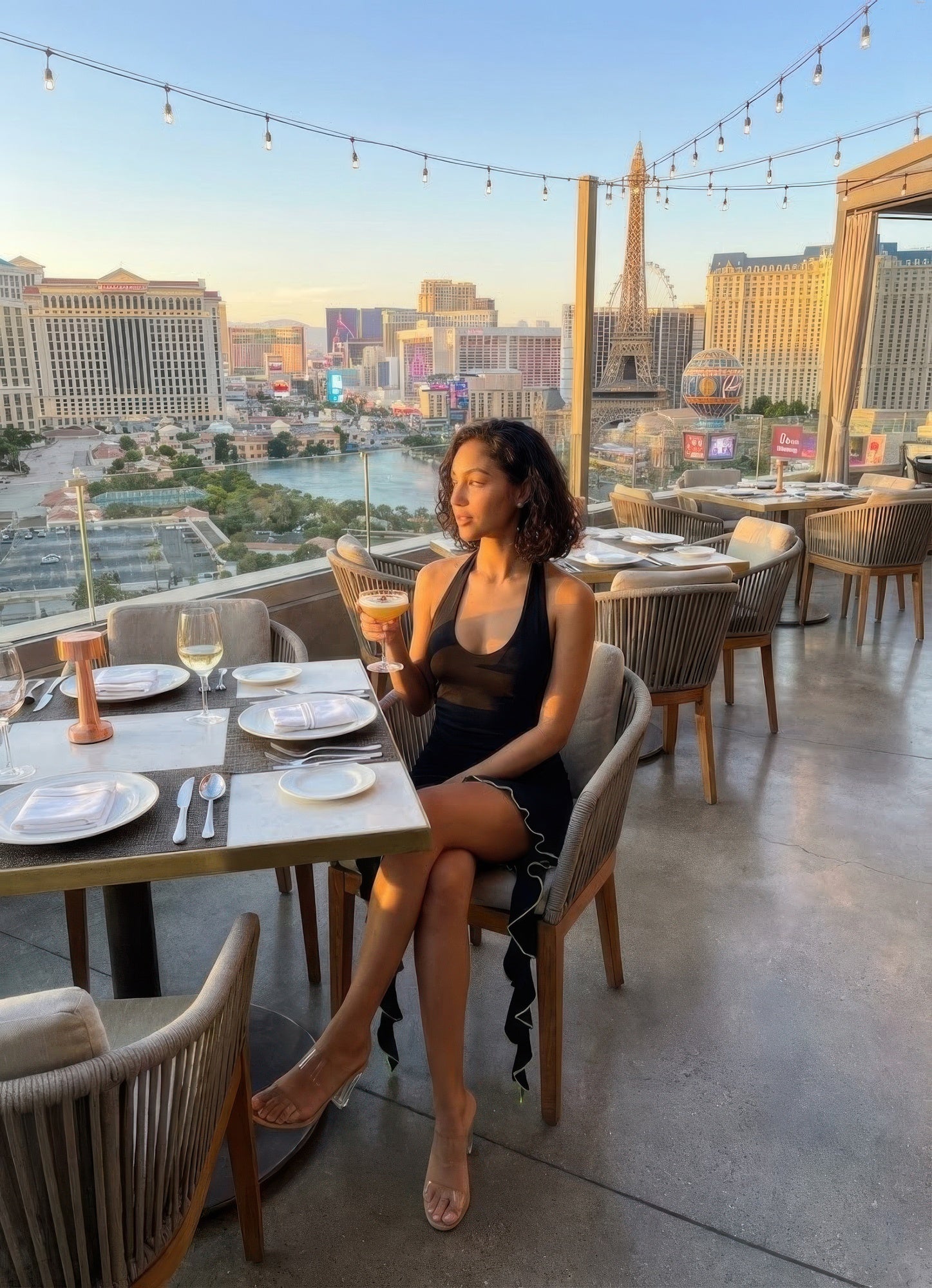 Solid Deep V Neck Mini Dress With Ruffle