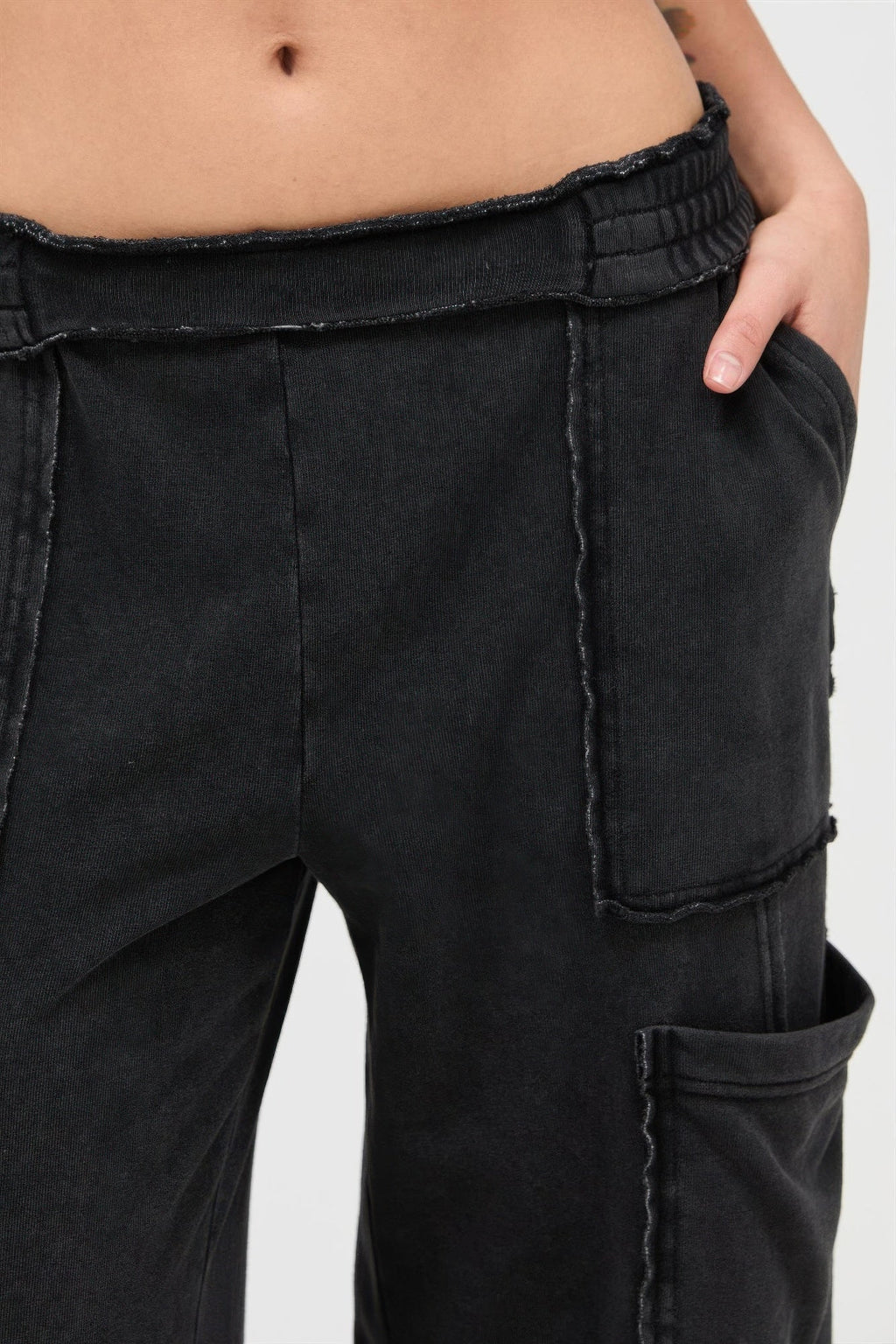Mineral Wash Wide Leg Cargo Pants
