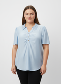 Lace Collar Button Detail Flutter Sleeve Top