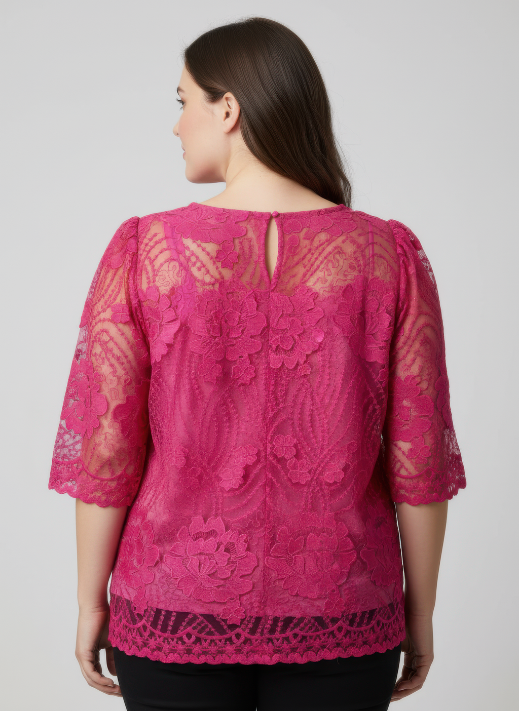 Elegant Floral Lace Sleeve Blouse