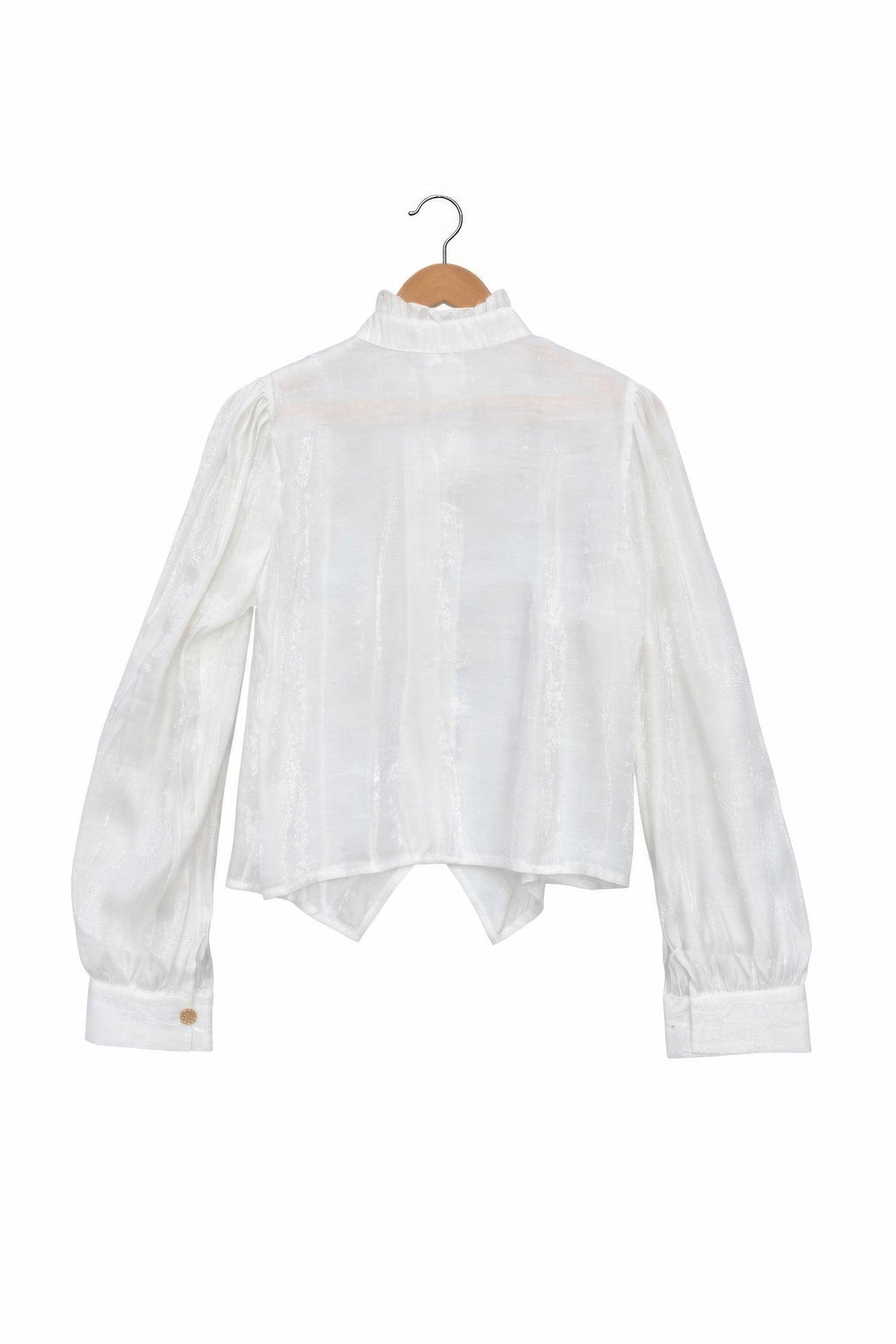 Elegant Satin-finish Victorian Button-up Top