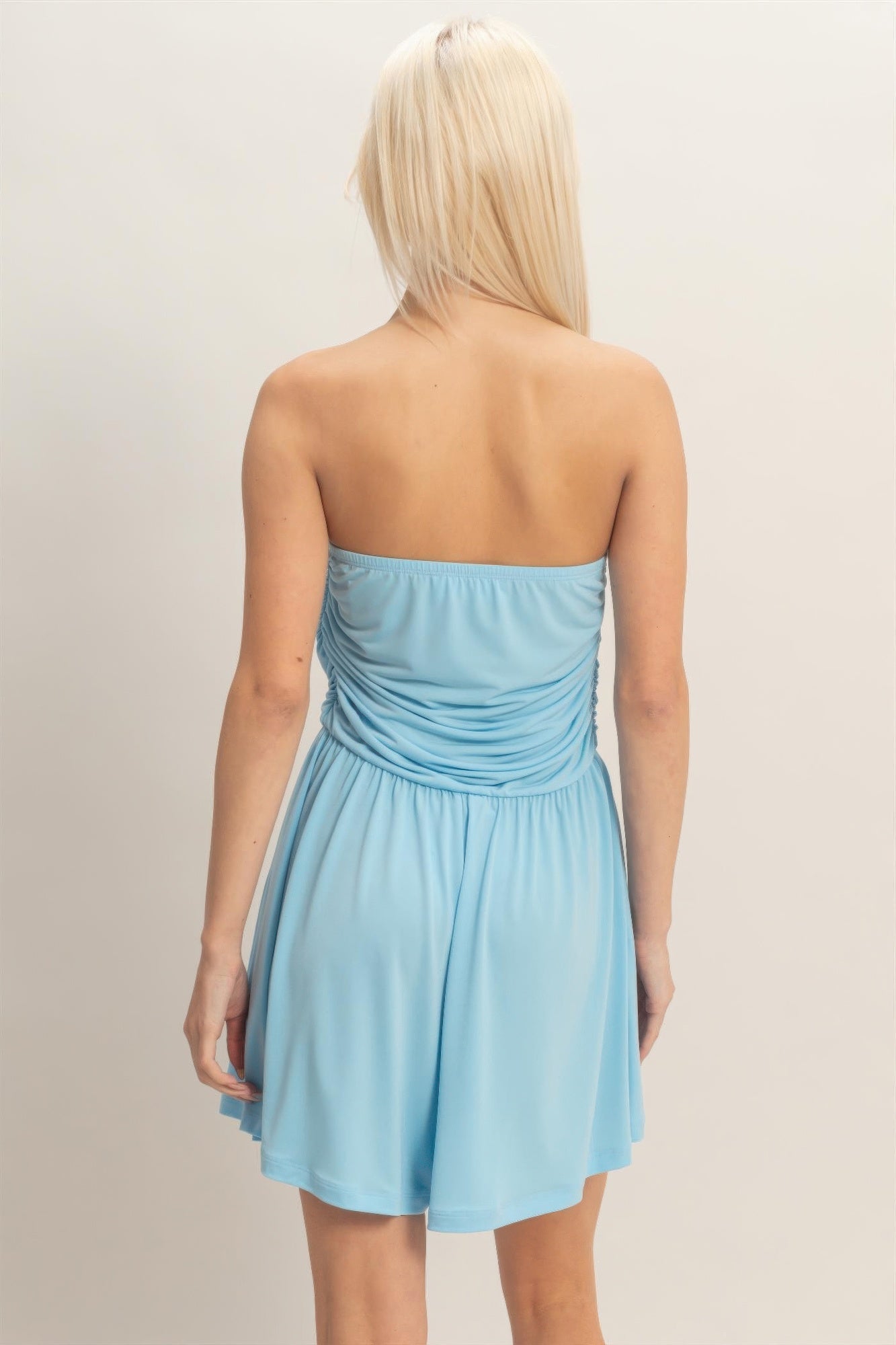 Strapless Shirred Waist Romper