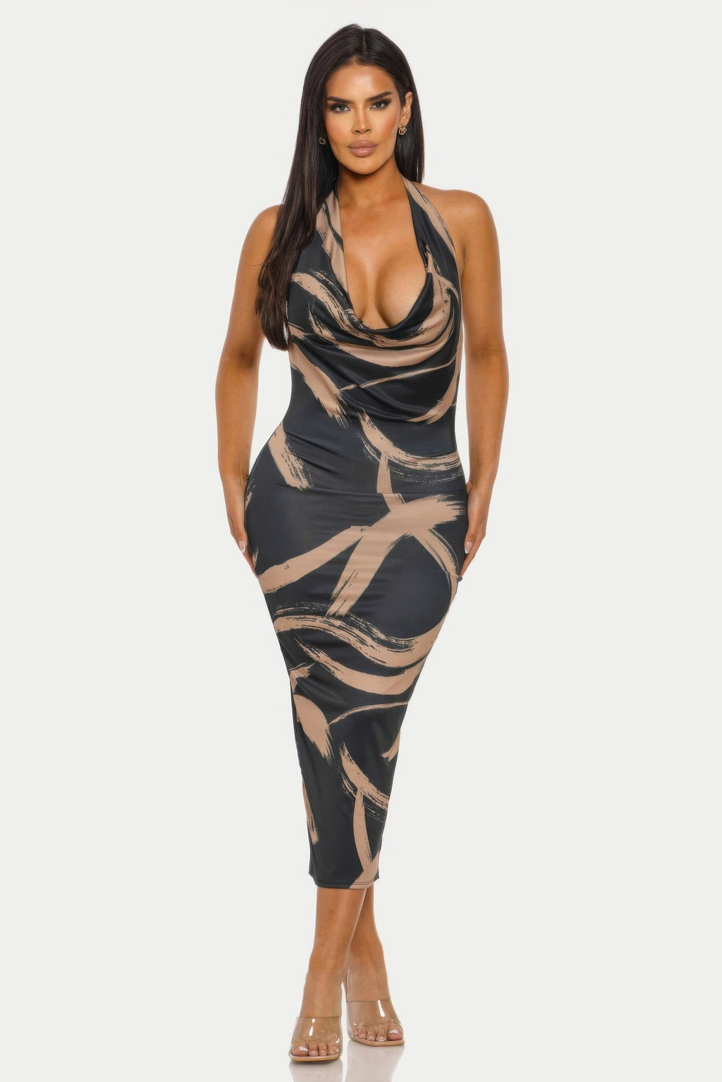 Fierce Stroke Halter Midi Dress