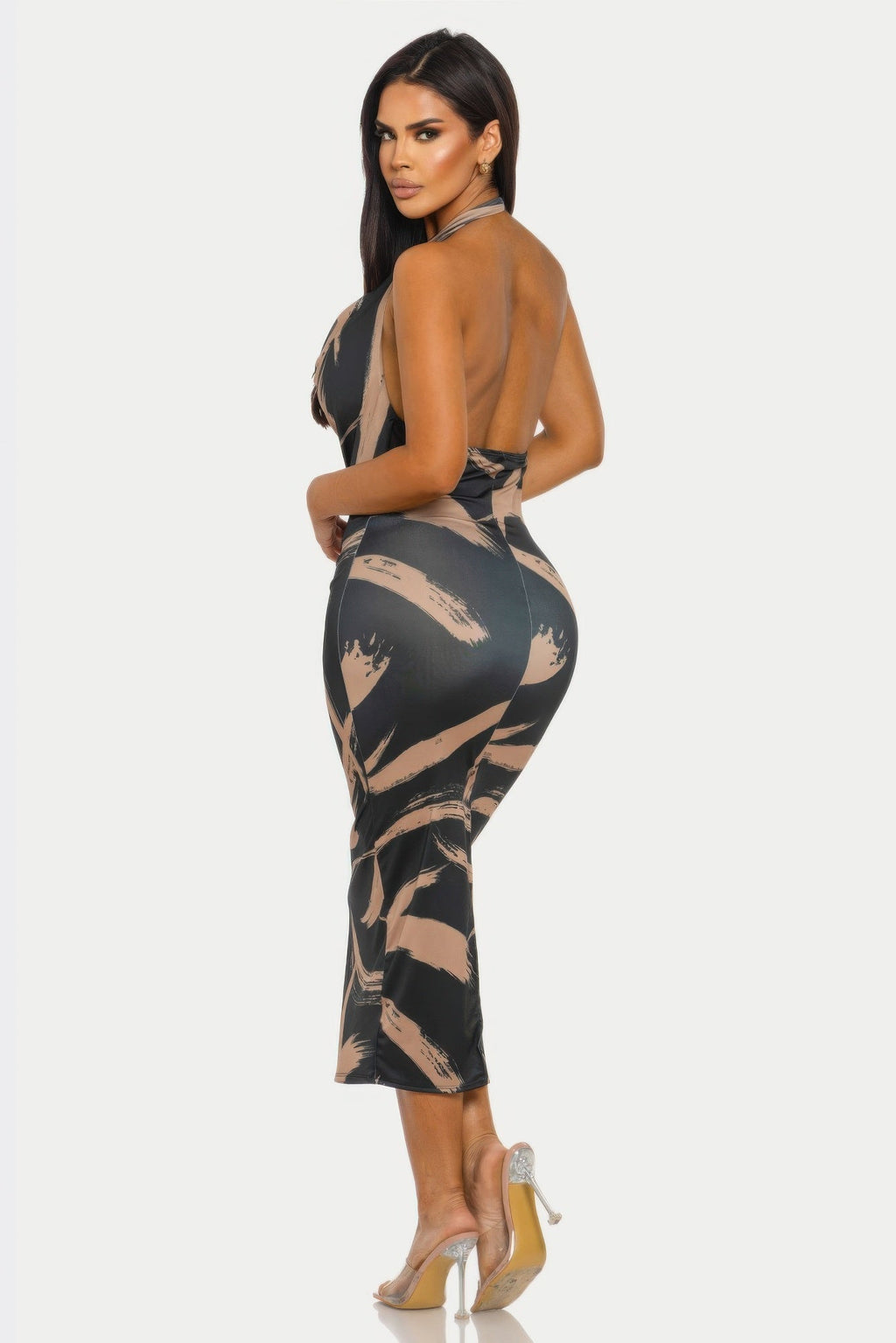 Fierce Stroke Halter Midi Dress