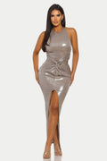Lustrous Knot Midi Dress