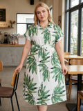 Tropical Leaf Midi Dress