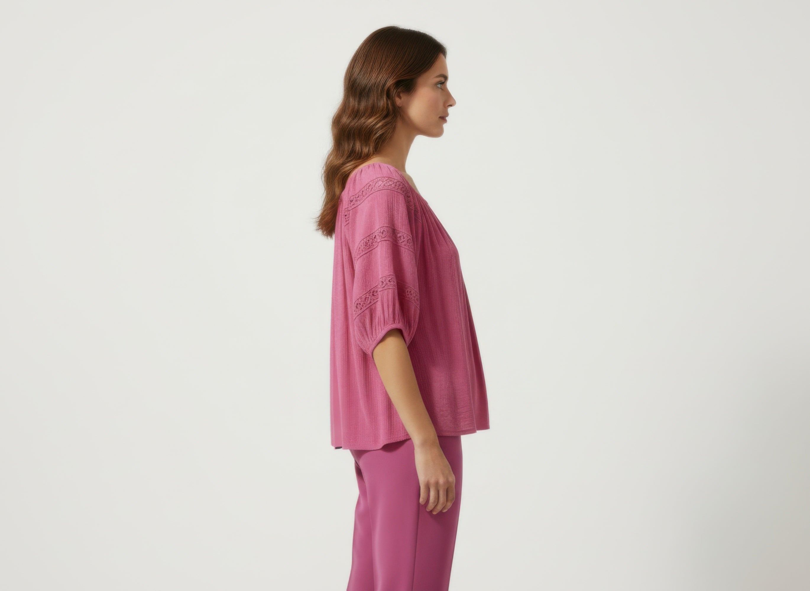 Unique Spectrum Solid Short Sleeve Blouse