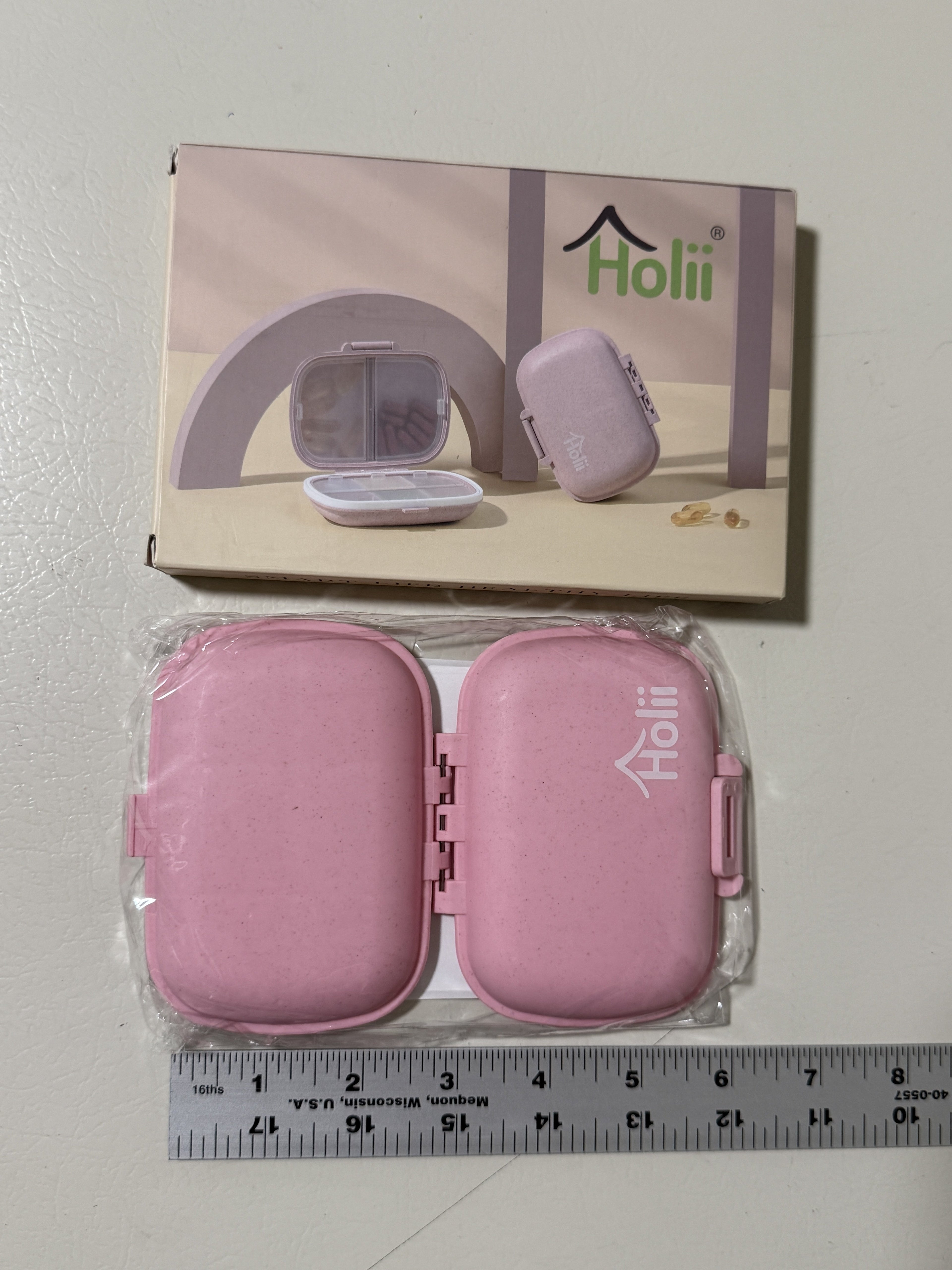 Daily Pill Organizer Pink 8 Compartment Travel Medicine Case Weekly
