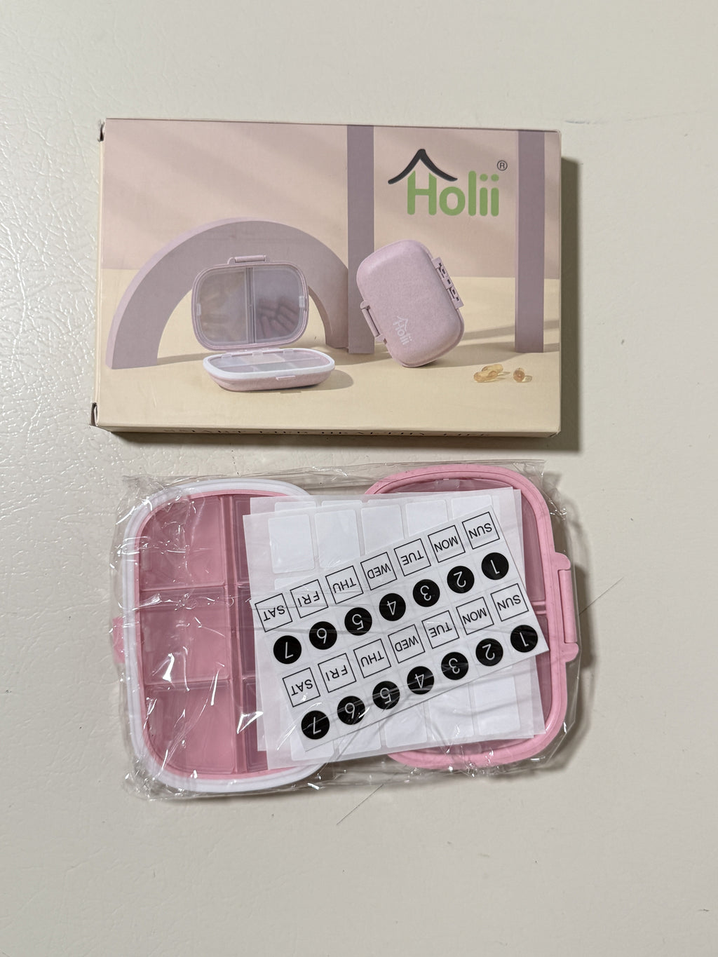 Daily Pill Organizer Pink 8 Compartment Travel Medicine Case Weekly