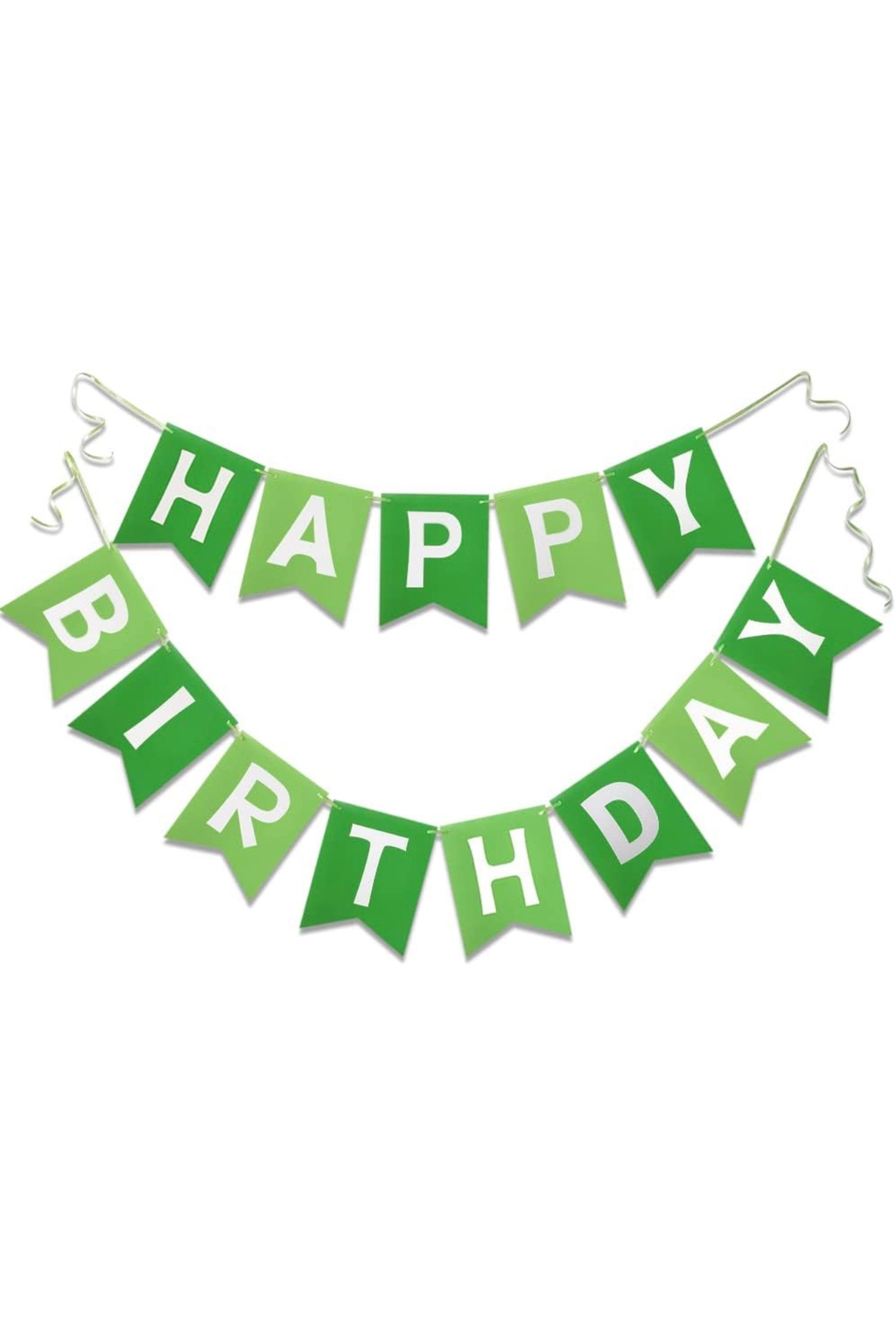 Happy Birthday Banner Green Two Tone 13 Piece Bunting Garland