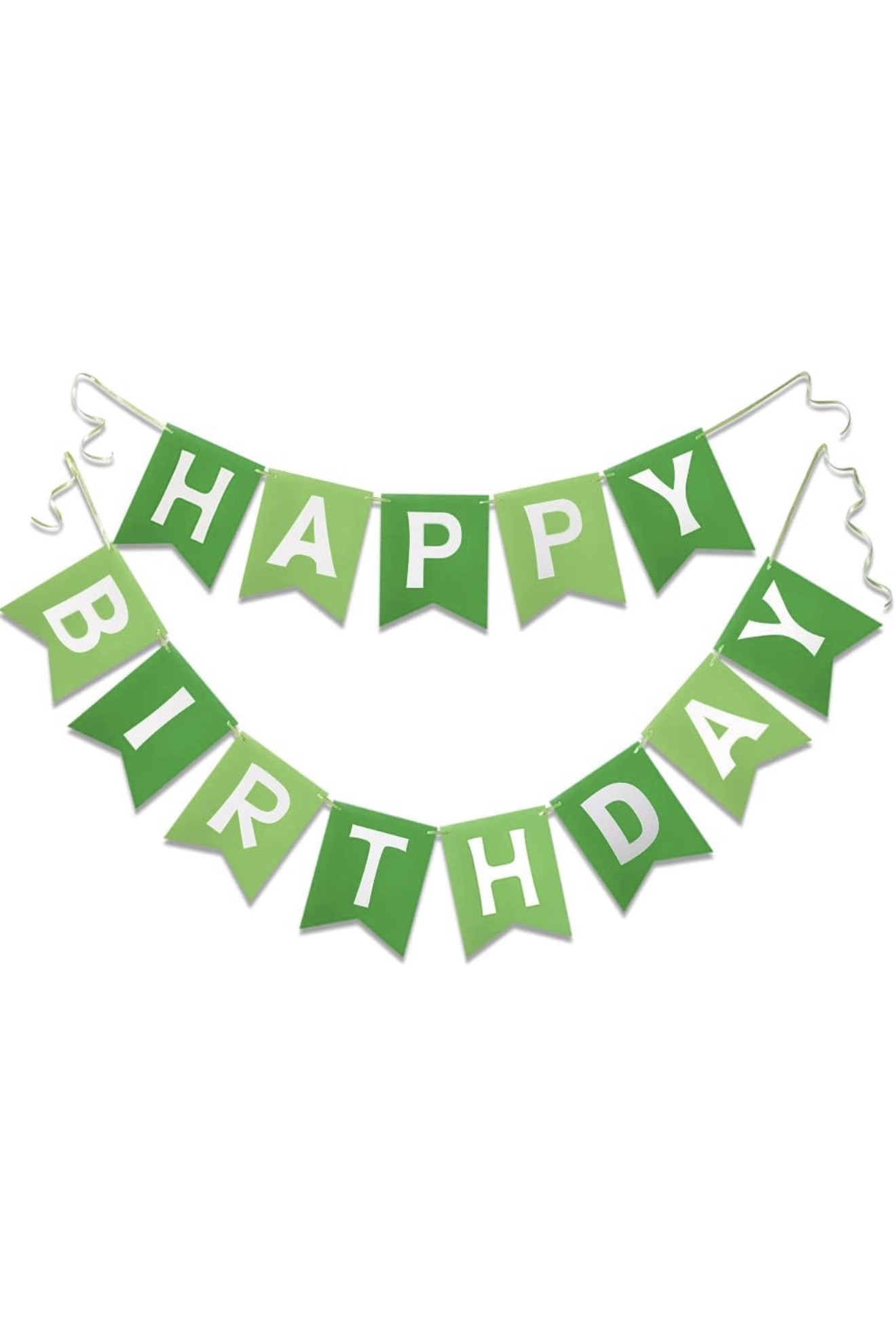 Happy Birthday Banner Green Two Tone 13 Piece Bunting Garland