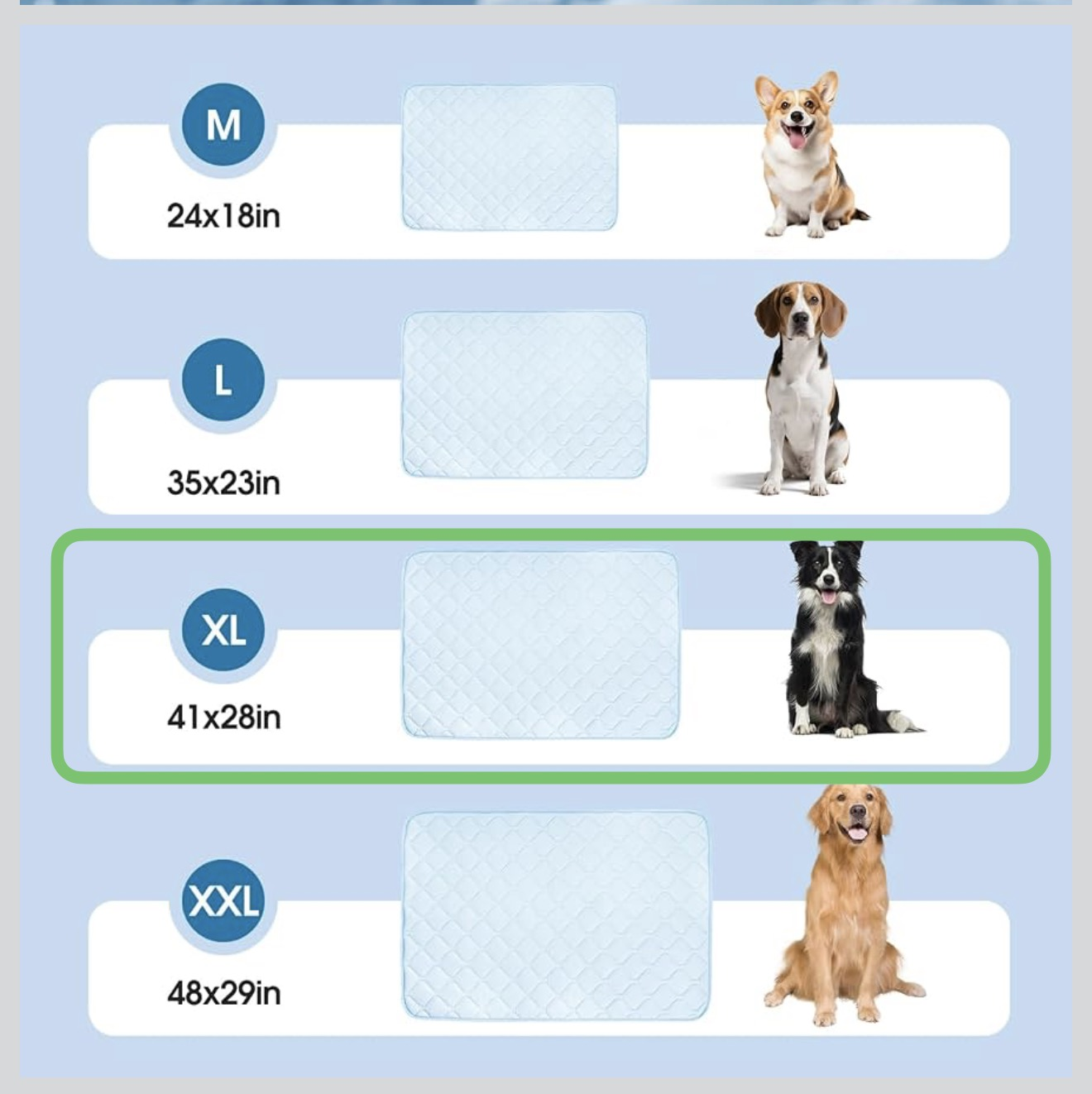 Pet Cooling Mat XL 41x28 Washable Non Slip Dog Crate Pad Light Blue