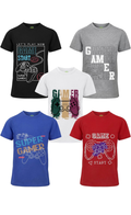 Boys Graphic T Shirt 5 Pack Size 14-16 Gamer Controller Cotton Crew Neck
