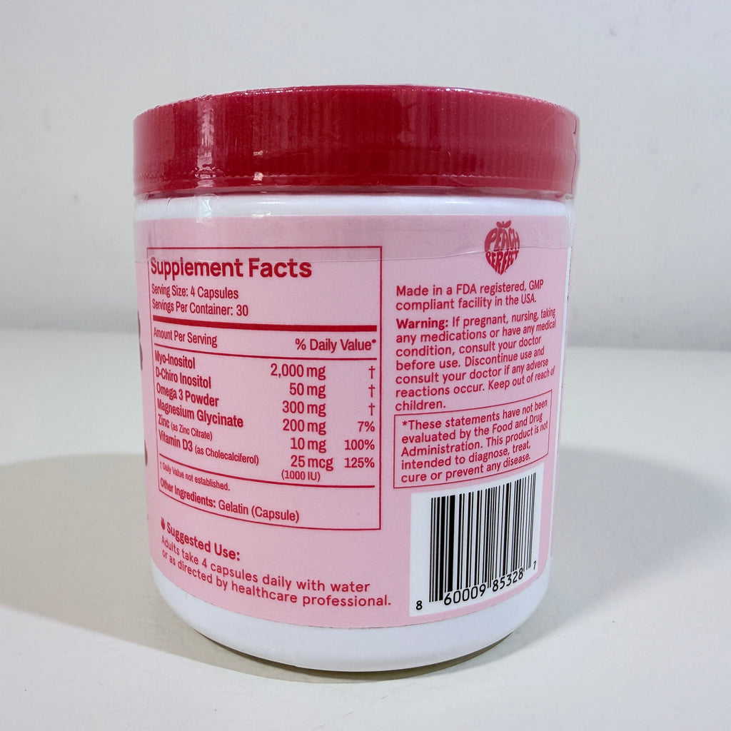 Peach Perfect Inositol Multivitamin 120 Capsules 30 Servings EXP 10/2028