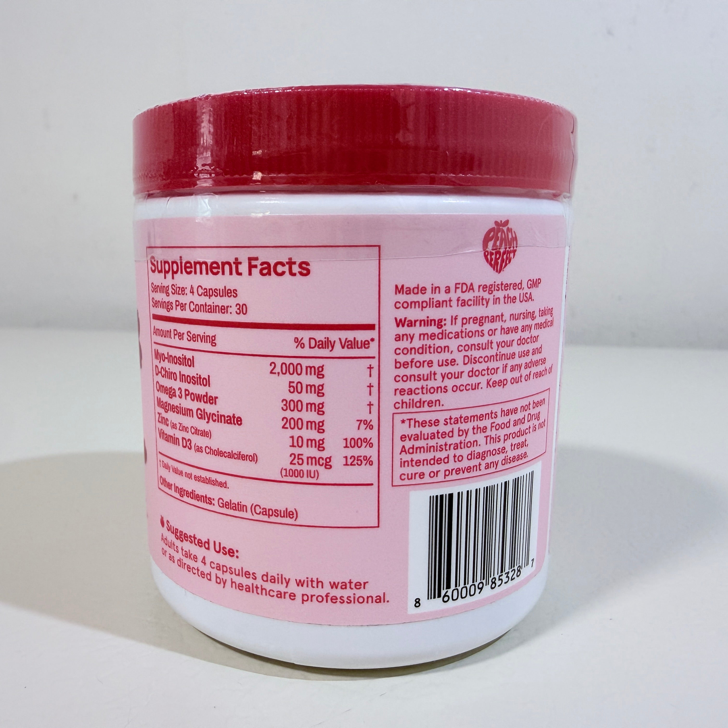 Peach Perfect Inositol Multivitamin 120 Capsules 30 Servings EXP 10/2028