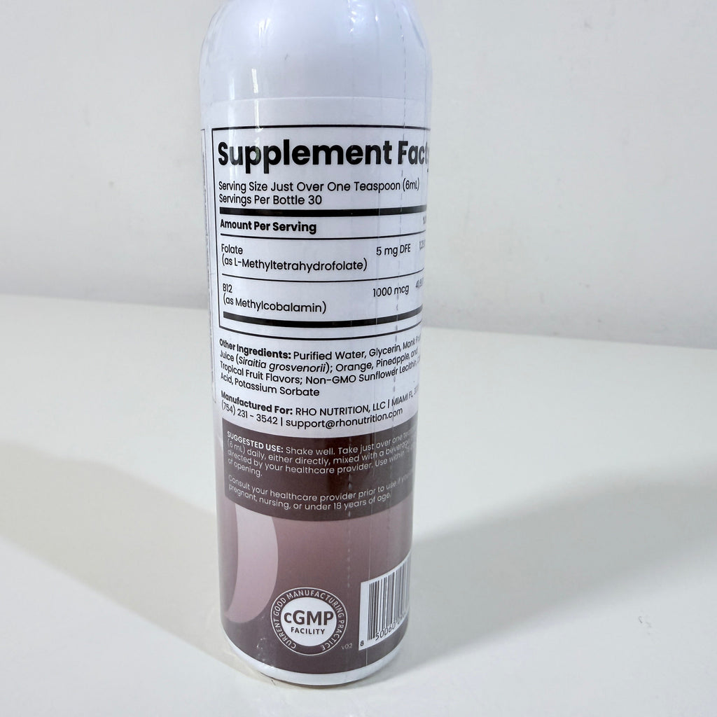 Rho Nutrition Liposomal Methylfolate 5-MTHF + B12 Complex 6 fl oz Liquid BB 02/2028