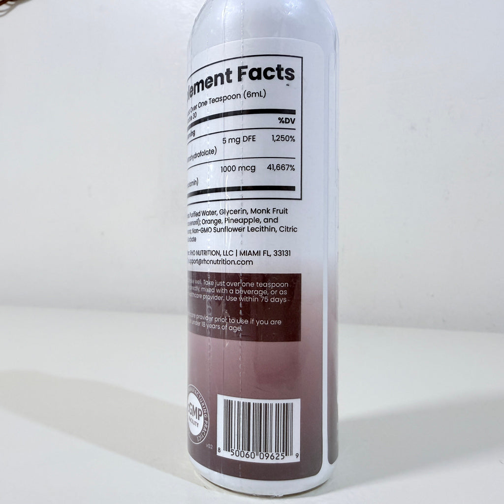 Rho Nutrition Liposomal Methylfolate 5-MTHF + B12 Complex 6 fl oz Liquid BB 02/2028